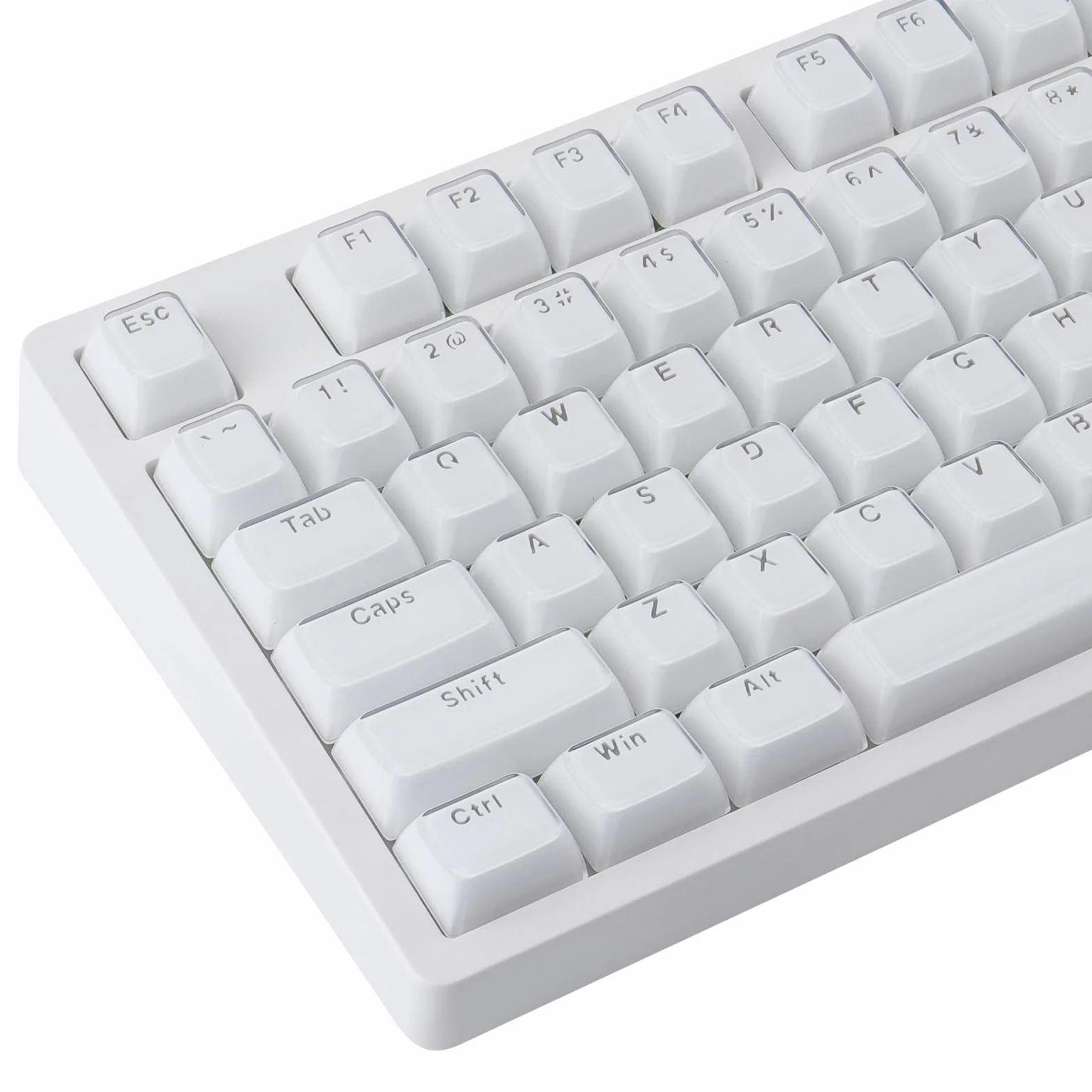 JakeTsai Crystal Jelly Keycaps, PBT Keycap 134 Keys OEM Profile Double Shot White Translucent Custom Keycaps for Cherry MX Switch Mechanical Keyboard