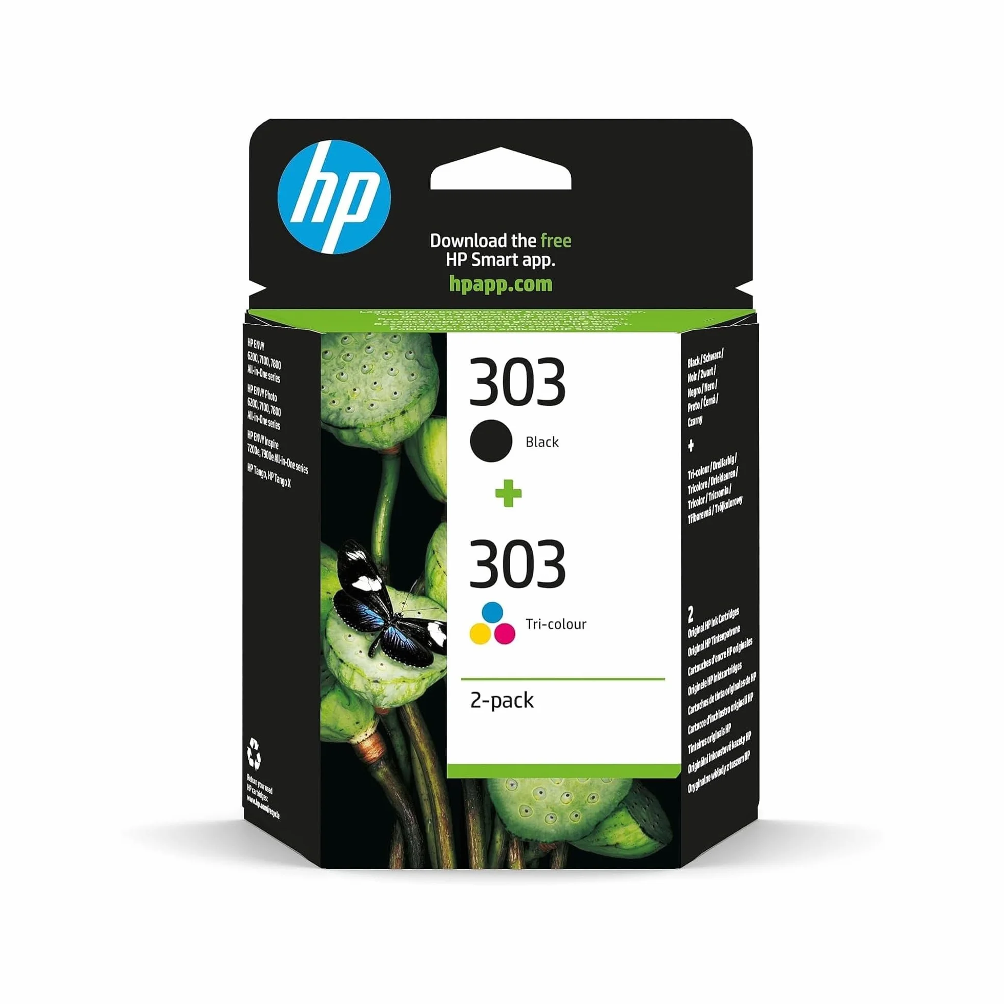 HP 303 Nero e Tricromia 3YM92AE Cartucce Originali 2 Pezzi per Stampanti Tango Envy 6220 6230 7130 7830