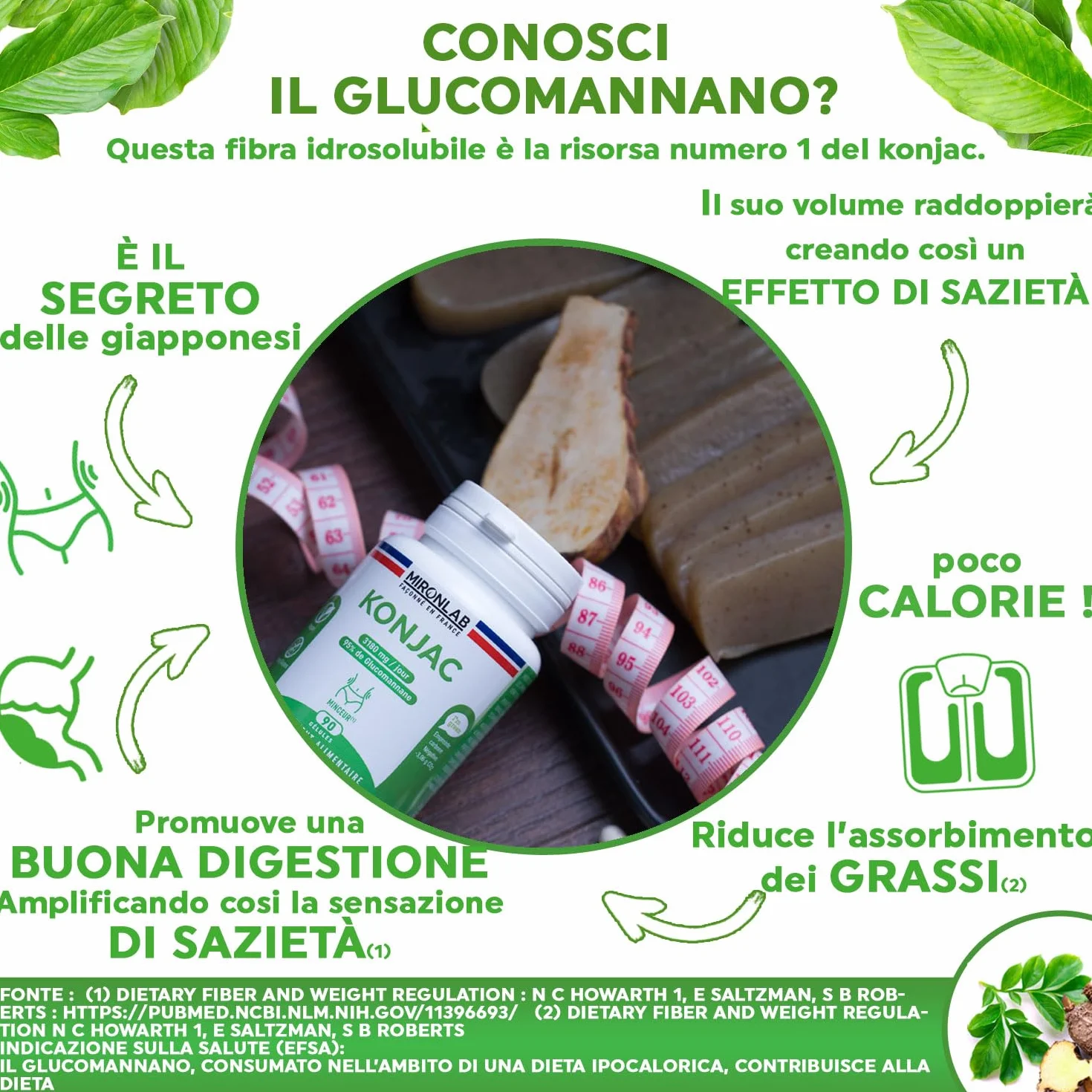 Mironlab GLUCOMANNANO Forte 3021mg 280 capsule vegane 45 Giorni Saziante naturale Alta concentrazione 95% fibre