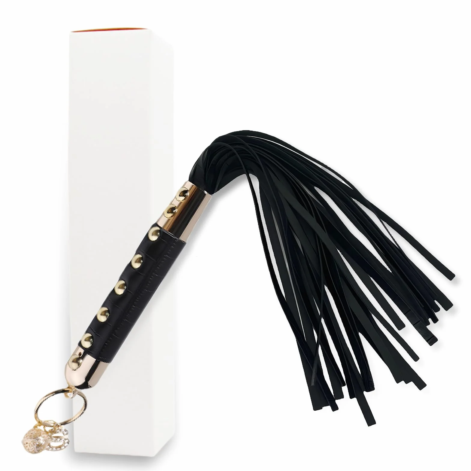 Frustino Bondage Cuoio Frusta in Pelle Nera per Giochi di Ruolo SM Coppia
