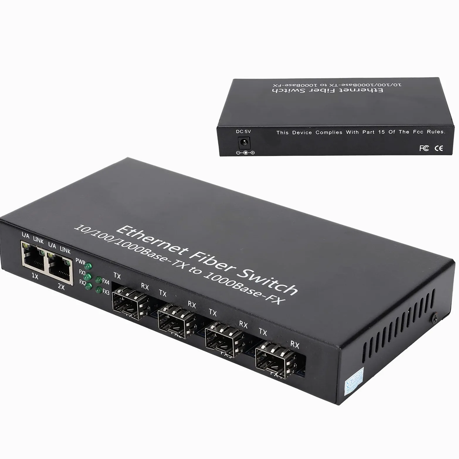 Dioche Switch in Fibra Convertitore Multimediale Ethernet Convertitore Multimediale Ethernet Rj45 10 100 1000M 4 Fibra 2 Porte Fibra Doppia modalità Singola per Ieee802.3Z Ab 1000Basesxlx