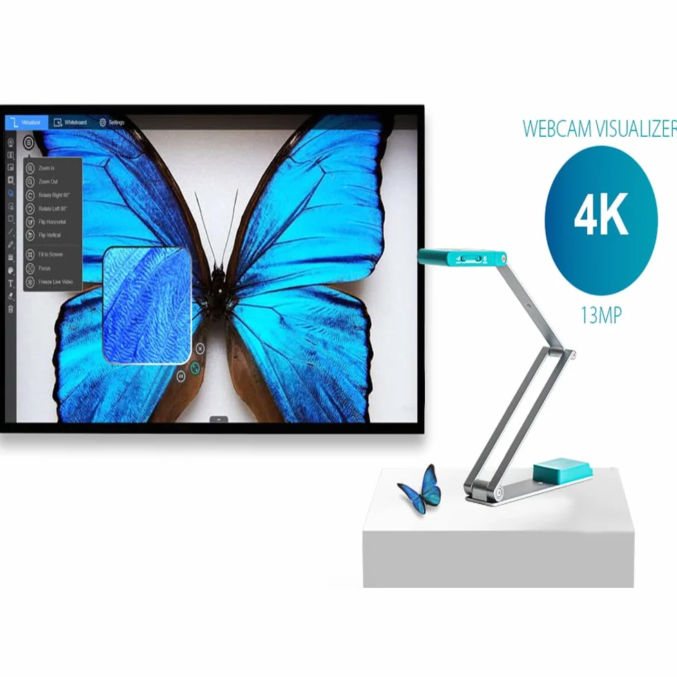 Iriscan Visualizer Webcam per documenti v7: 4K UltraHD-13MP, 4 in 1, visualizzatore, scanner A3, scanner documenti, videoconferenza, microfono intelligente, autofocus, LED, USB WinMac