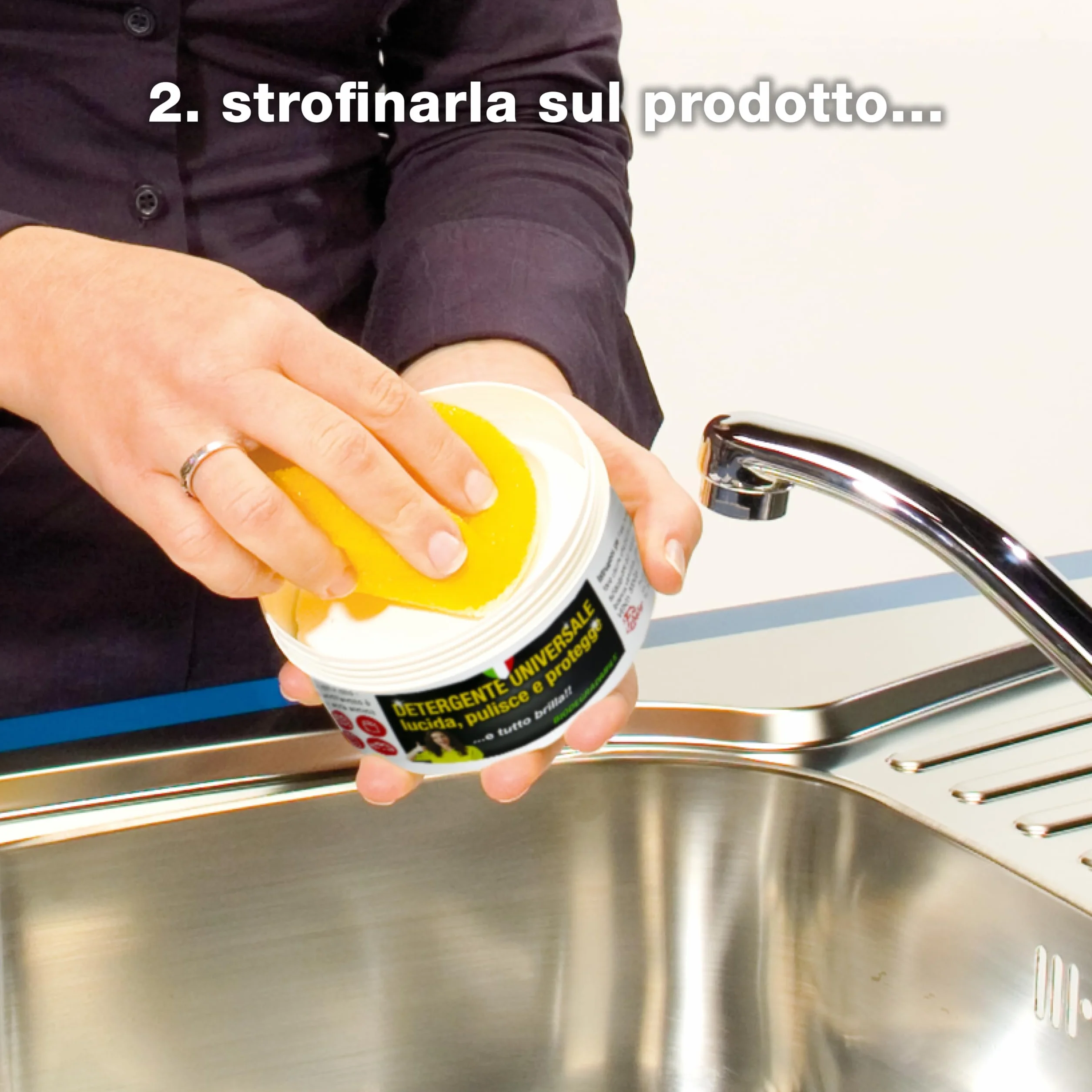 Detergente Universale Pasta Pulente 300 gr 2 Spugne Incluse Elimina Calcare