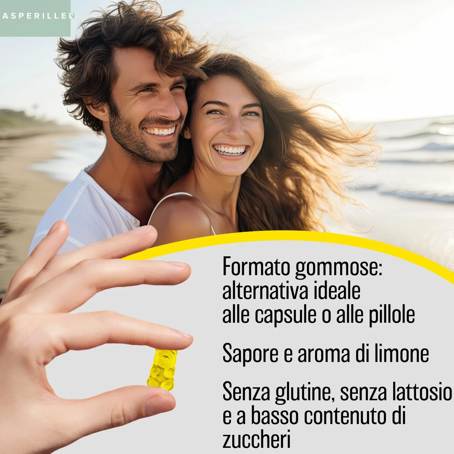 Omega 3 Gummies Olio di Pesce con Vitamina E - Alto Dosaggio EPA 400mg DHA 200mg - 60 Unità Gusto Limone