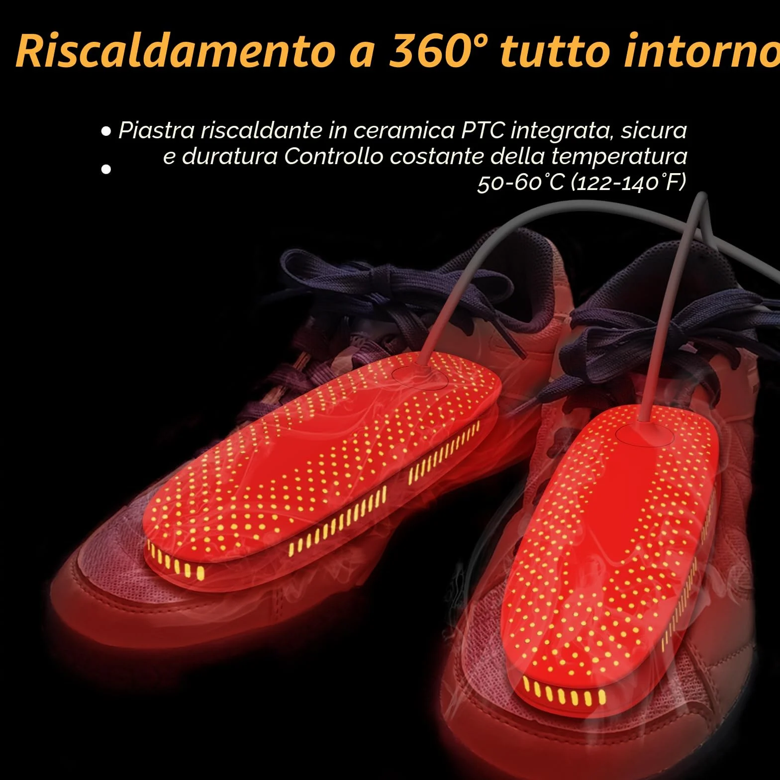 Asciugascarpe Elettrico con Timer per Calcio e Sci, Ventola Silenziosa, Spina UE