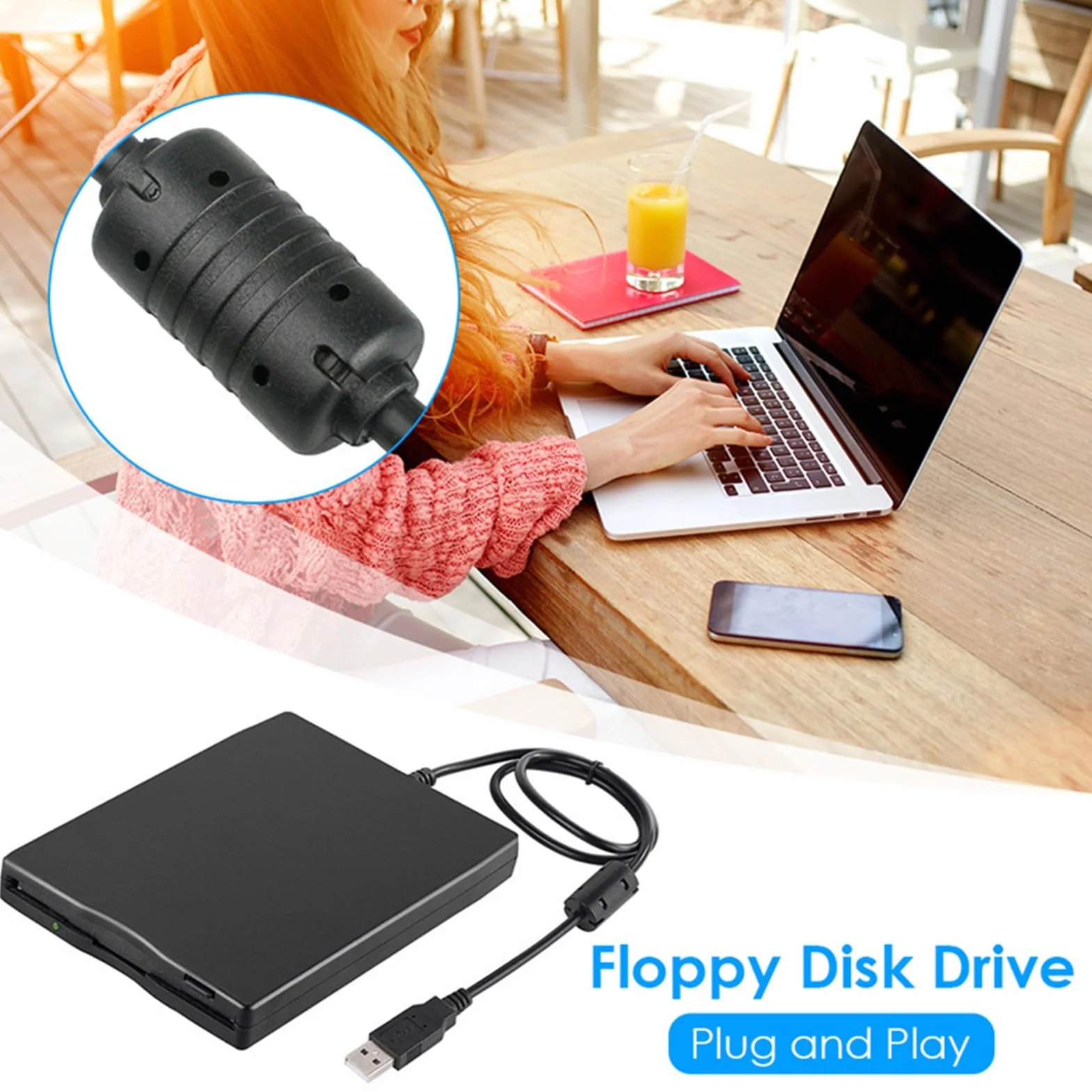 Unità floppy drive USB 2.0 Plug Play portatile 3,5 pollici lettore di floppy disk esterno 1,44 MB FDD per PC floppy drive lettore floppy disk