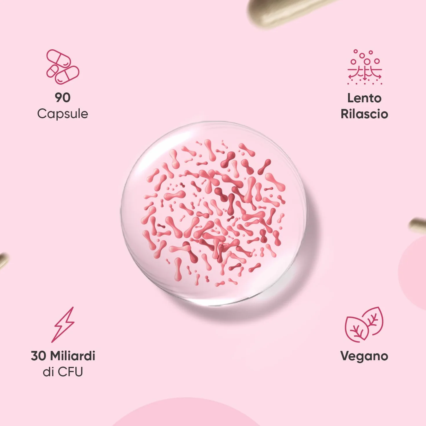 Probiotici Donna 30 Miliardi CFU, Lactobacillus Rhamnosus, Acidophilus, Inulina, 90 Capsule a Lento Rilascio
