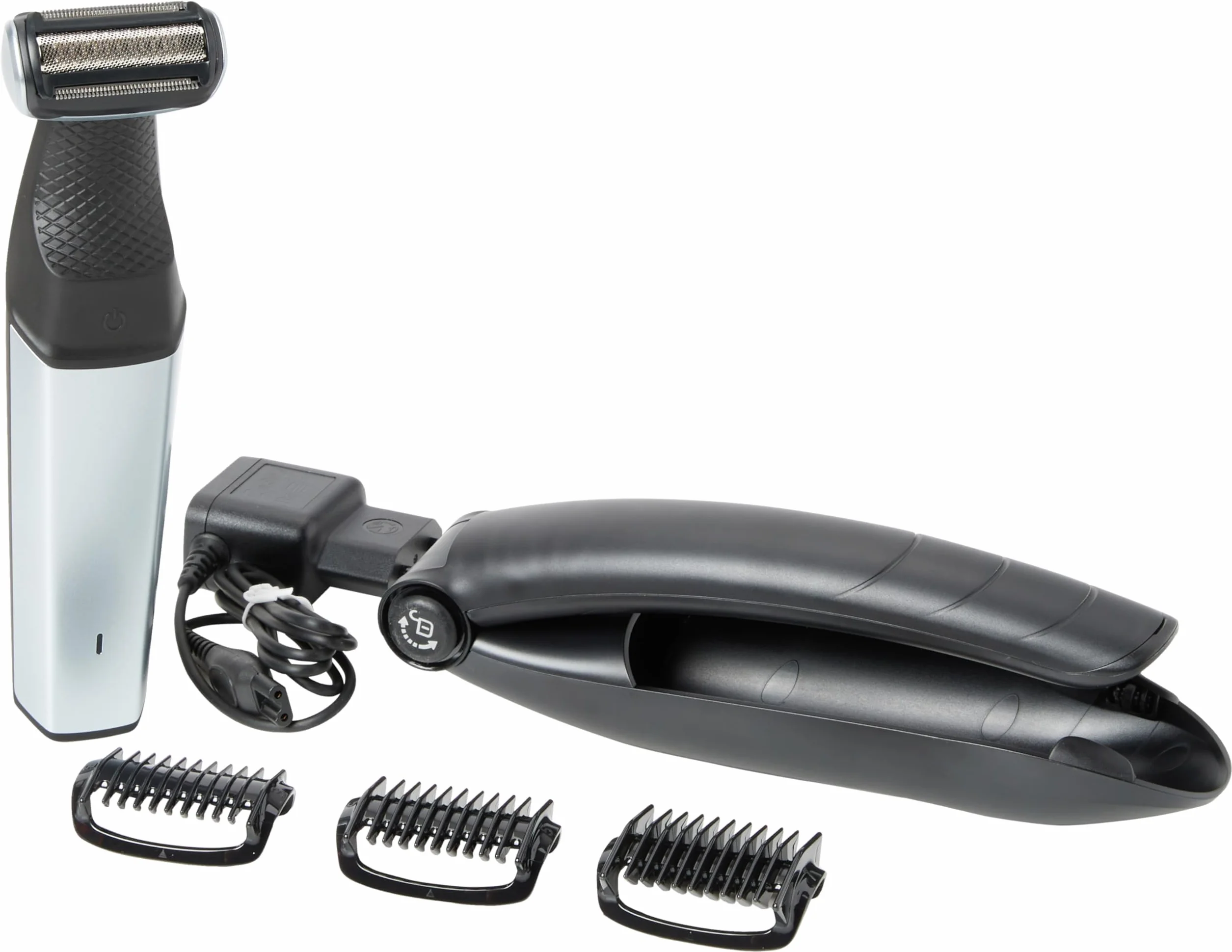 Philips Bodygroom Series 5000 Con Inserto Per La Rimozione Dei Peli Della Schiena, Nero Argento