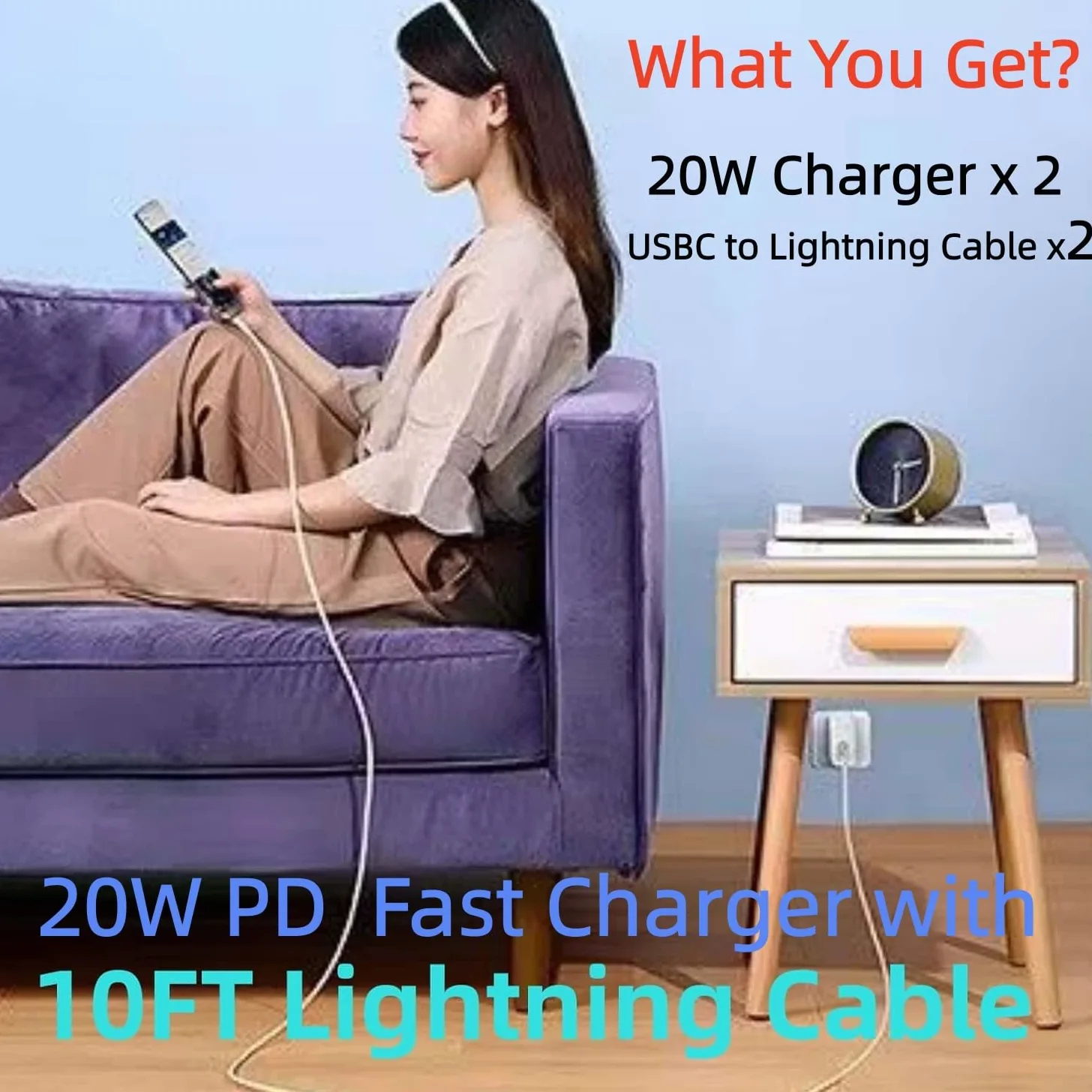 Cavo extra lungo da USB C a Lightning, 3 m, certificato MFi, 27 W, ricarica rapida, compatibile con iPad/iPhone 14/14pro/13/12/11/11Pro Max/X/XS/XR/XS/8/7