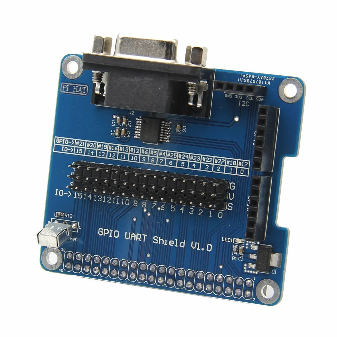DollaTek Scheda di espansione della Porta seriale RS232 per Raspberry Pi 3 Modello B / 2 B/B + GPIO UART Shield con Ricezione IR