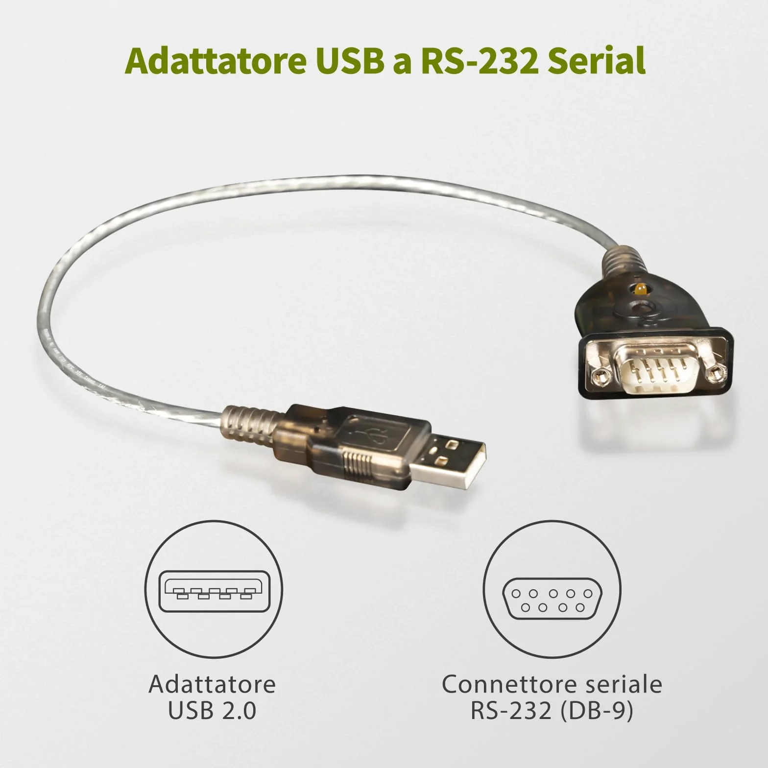 IOGEAR Adattatore USB RS-232 Cavo DB9 230 kbps Compatibile con Windows 11 10 macOS X 10.14 USB 2.0