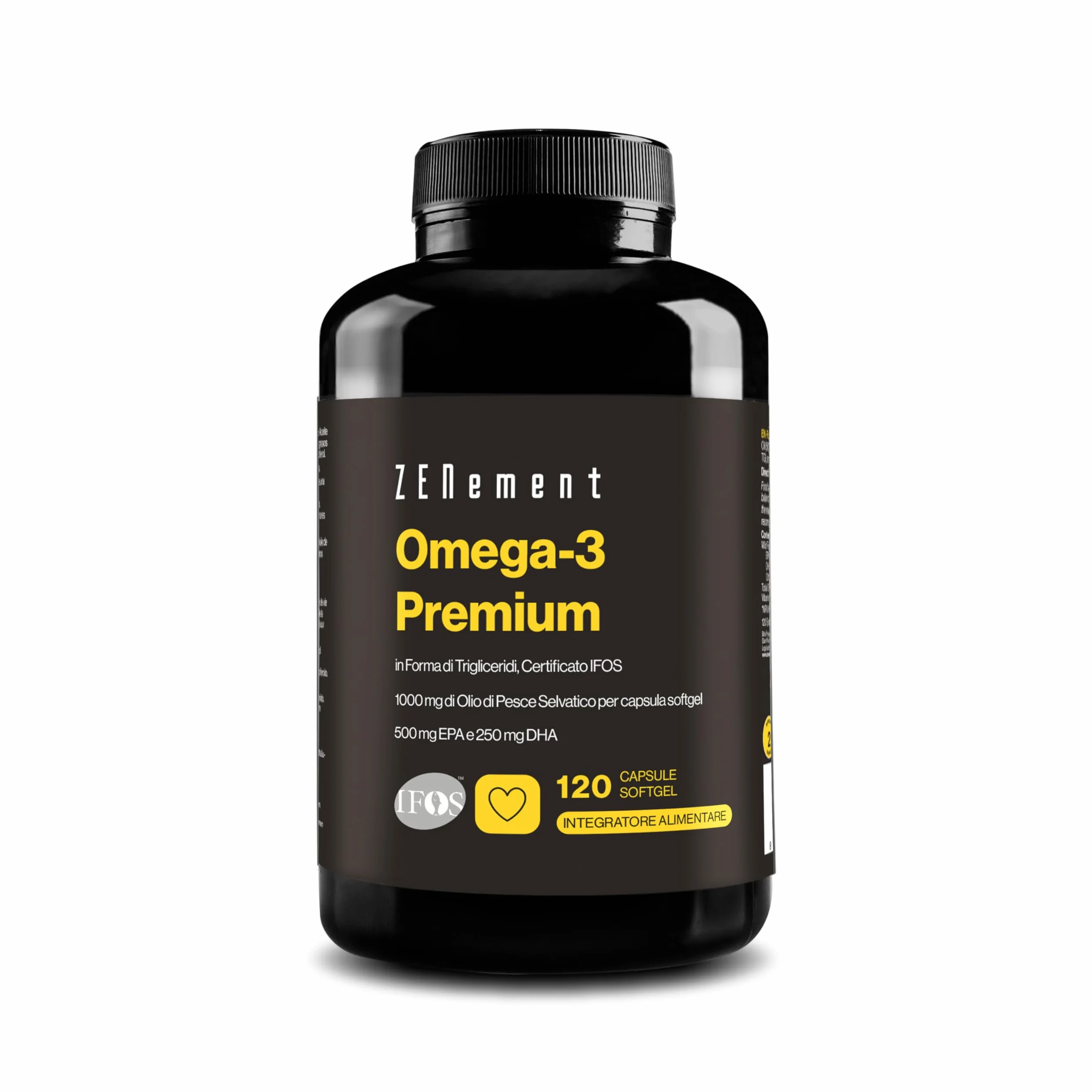 Omega 3 IFOS Trigliceridi 1000 mg EPA 500 mg DHA 120 Capsule Softgel Olio di Pesce Selvaggio Certificato FOS