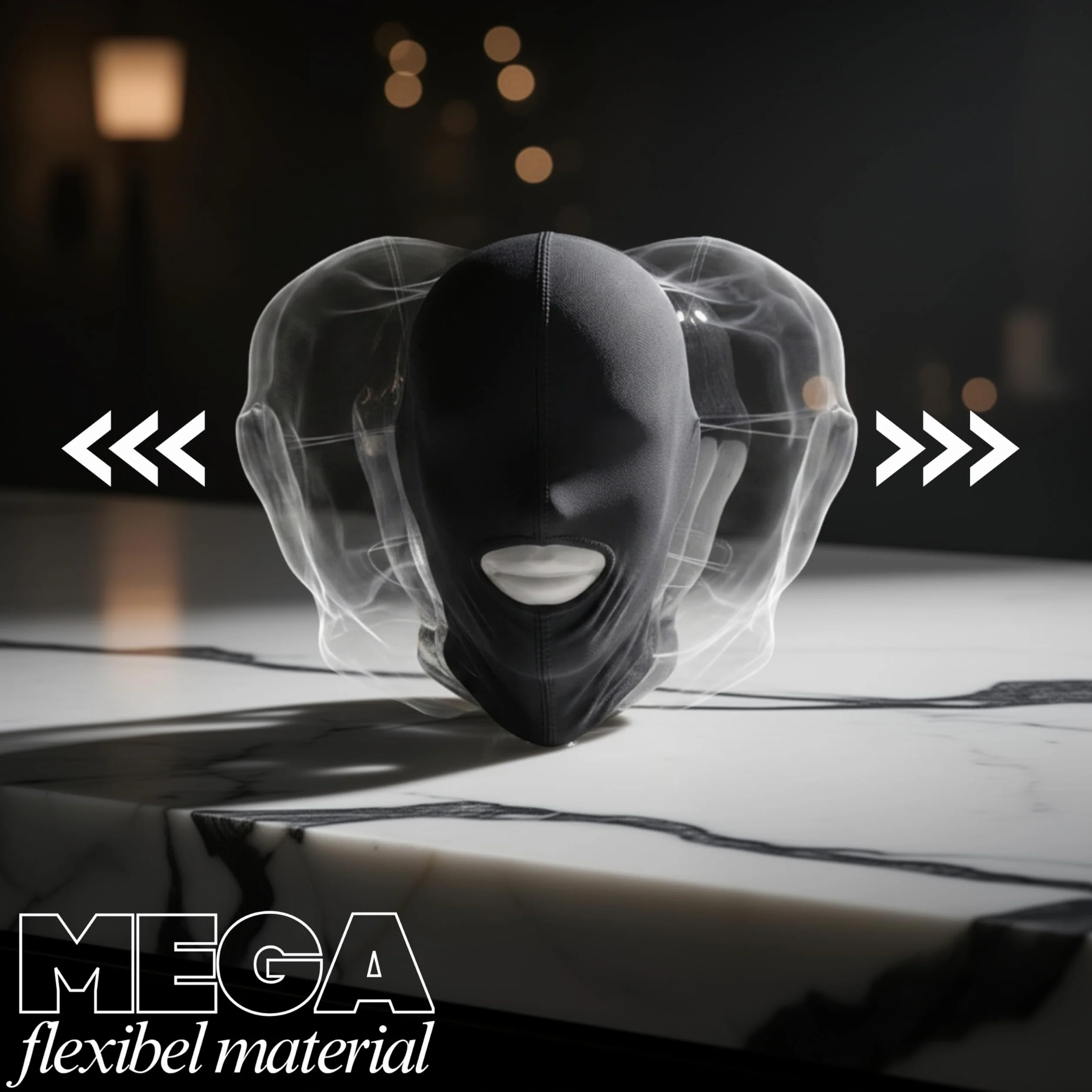 Sensual FOPS Maschera BDSM Universale per Testa con Apertura Bocca Nero Spandex Flessibile Traspirante Sex Toy