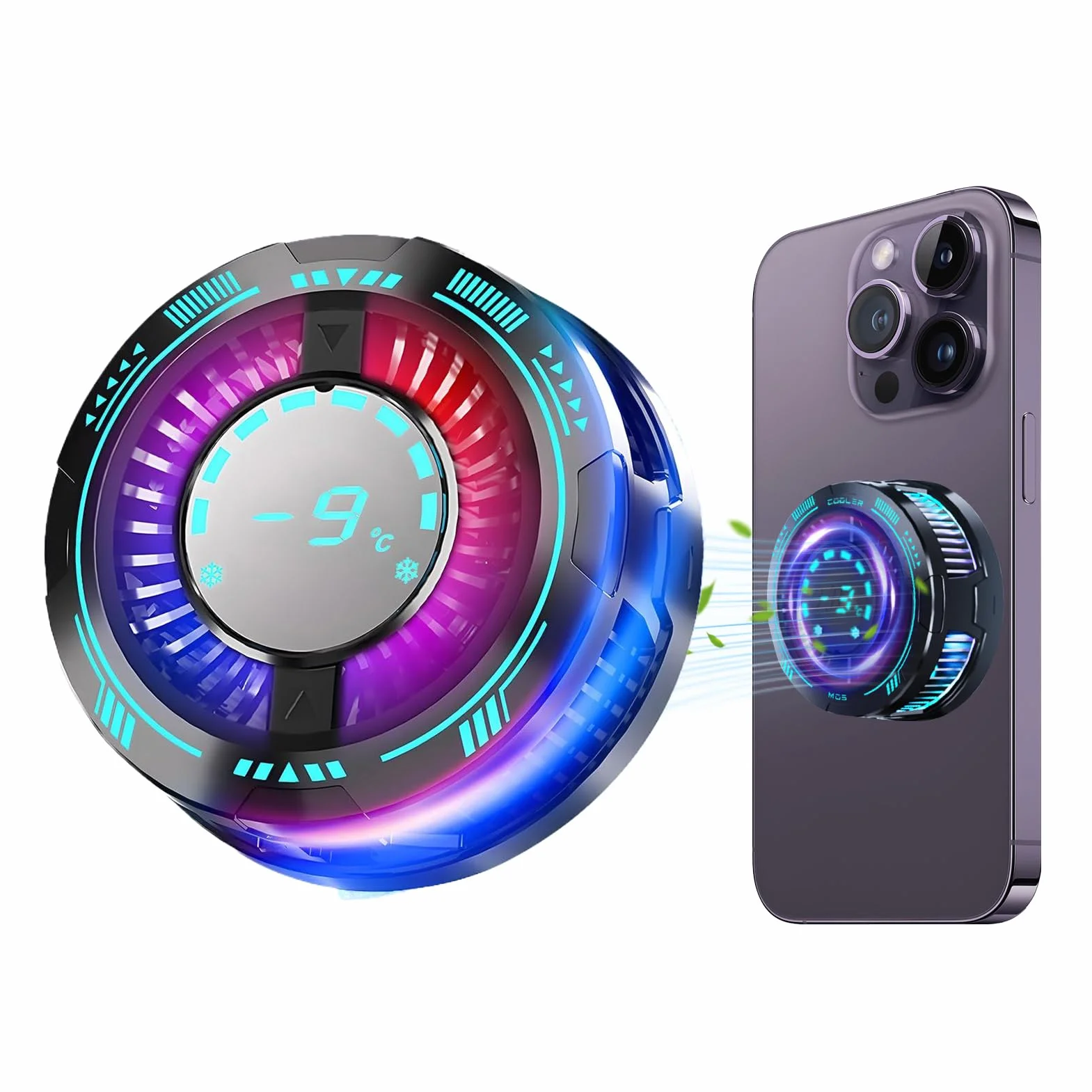Refrigeratore per telefono - Ventola di raffreddamento a semiconduttore per telefono cellulare | Radiatore magnetico da gioco | Display digitale LED, basso rumore, nessun appannamento, accessorio