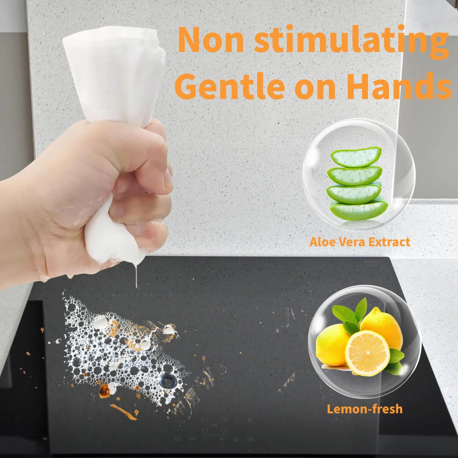 VIETDAI Salviettine Sgrassatore Cucina al Limone, Salviette Detergenti per Pulizia Piani a Induzione e Fornelli - 40 Pezzi
