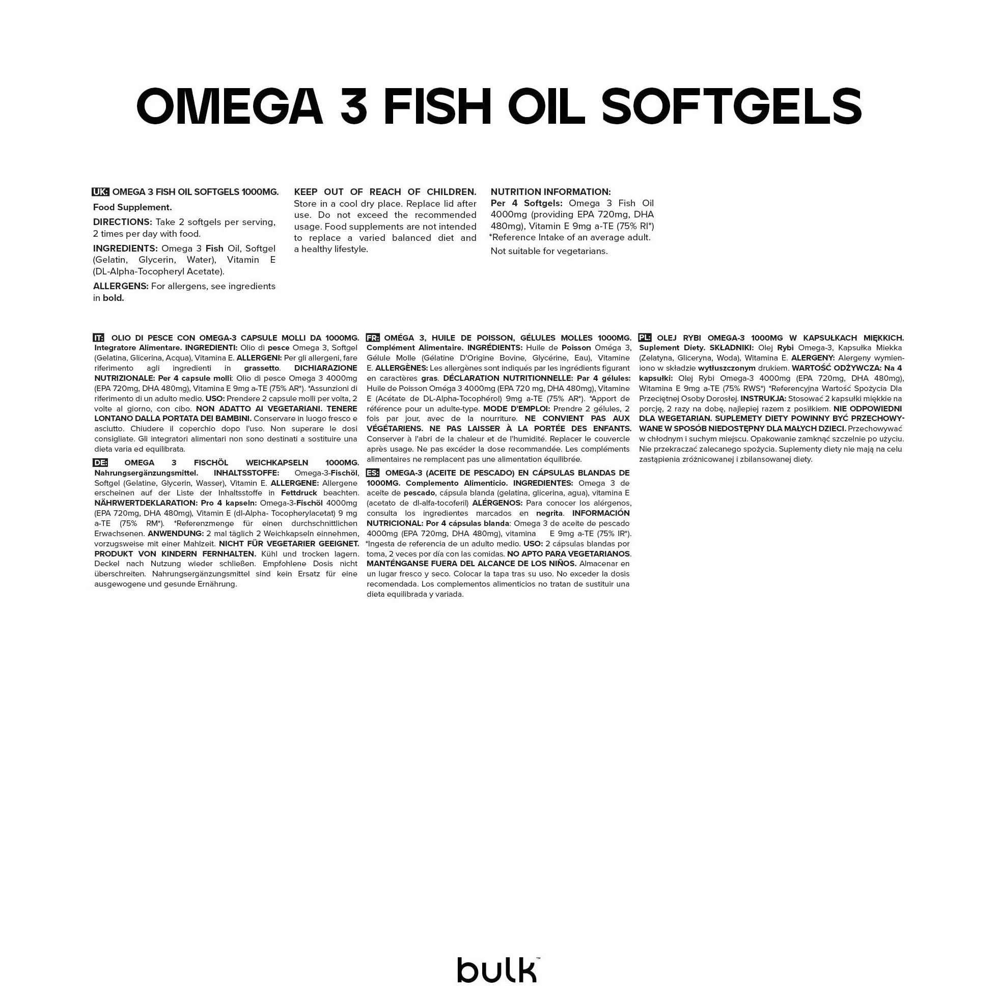 Olio di pesce Omega-3 1000 mg Capsule molli 90 capsule EPA 730 mg DHA 480 mg