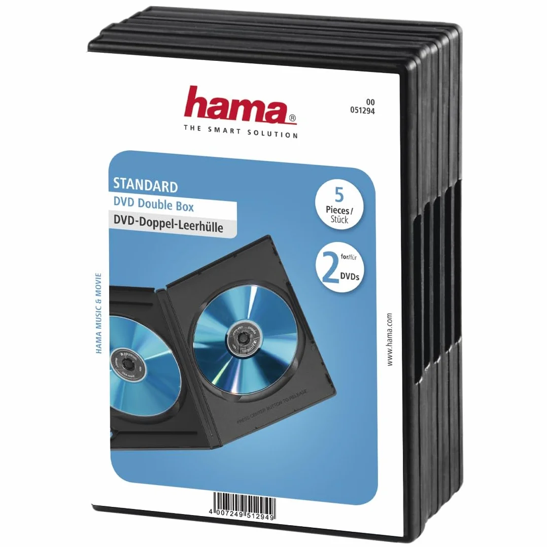 Hama Custodia Dvd Doppia, 5 Pezzi, Nero