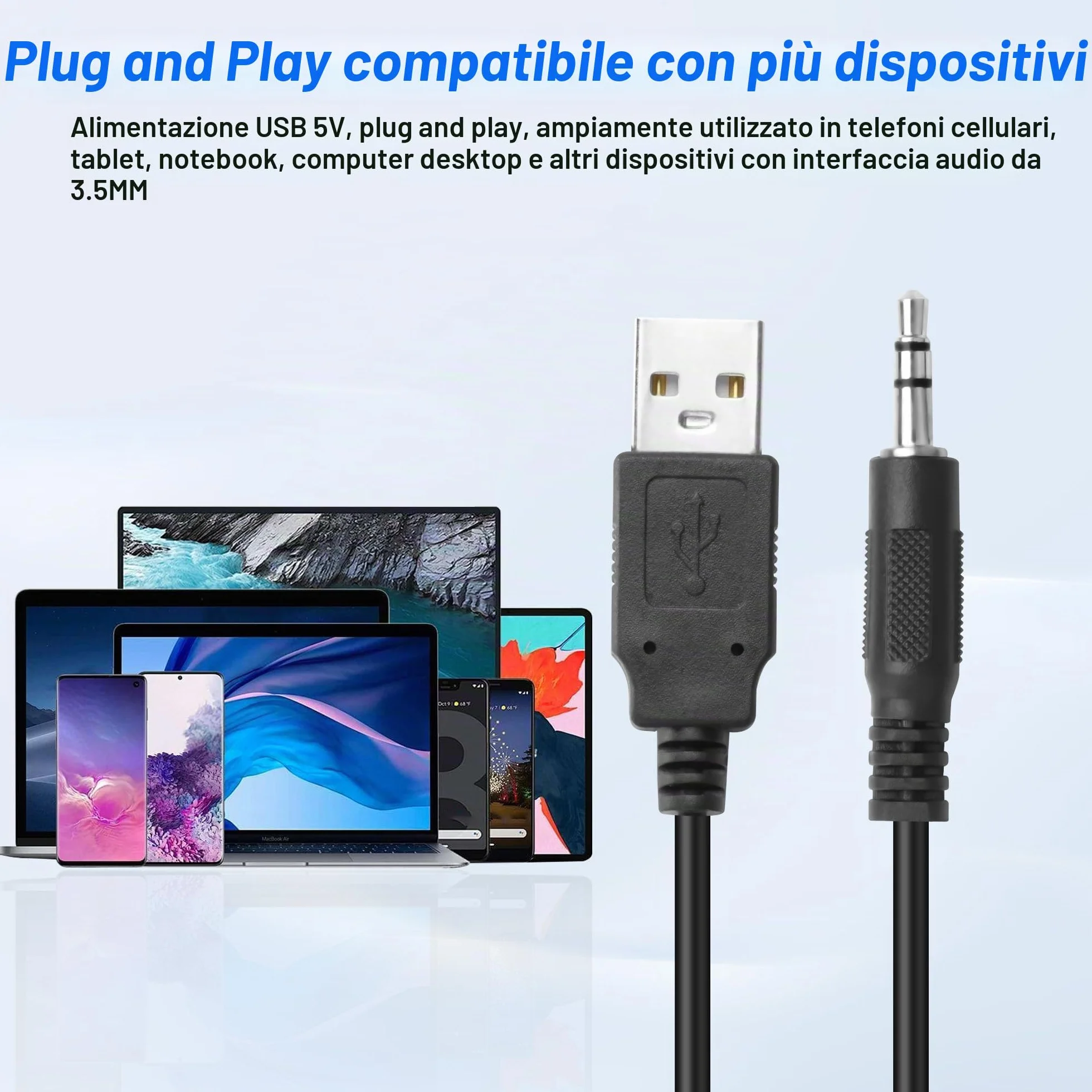 Altoparlante USB TRS regolazione volume stereo per PC laptop telefono 1,2 m