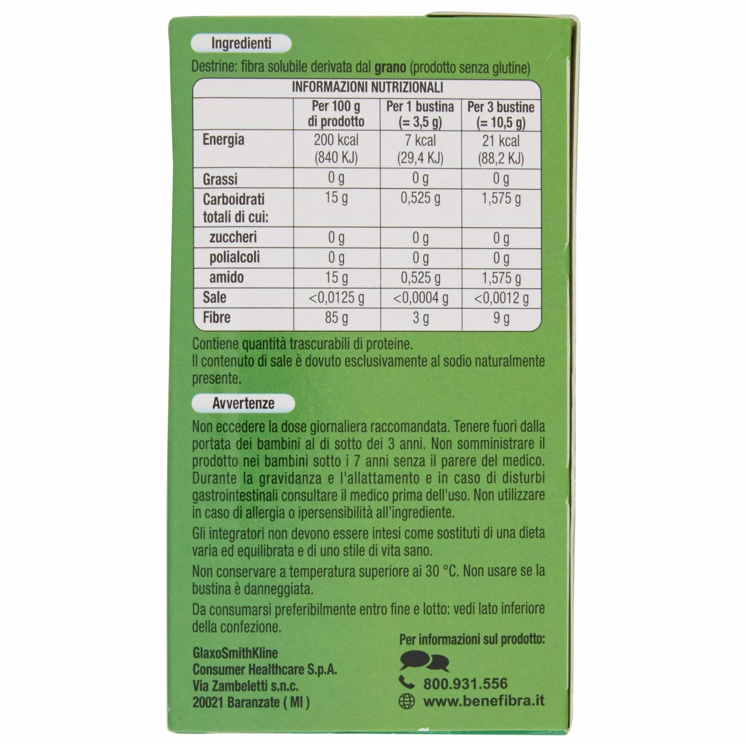 Benefibra Integratore Alimentare di Fibre Vegetali Equilibrio Flora Intestinale 28 Bustine