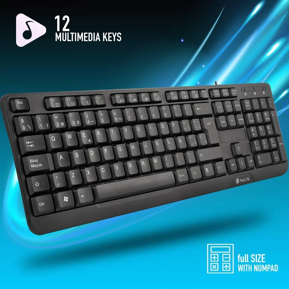 Tastiera USB QWERTY Portoghese 12 Tasti Multimediali Cavo 140cm Plug&Play