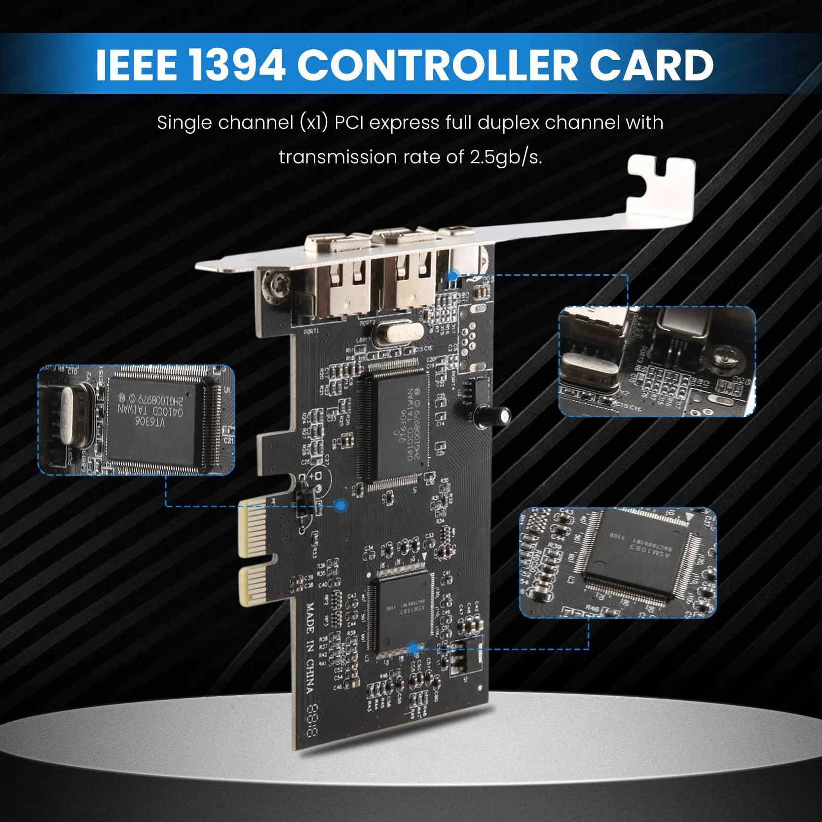 Scheda PCI-e PCI Express FireWire, Scheda Controller IEEe 1394 con Firewire, per Trasmissione Video, Audio, ECC.