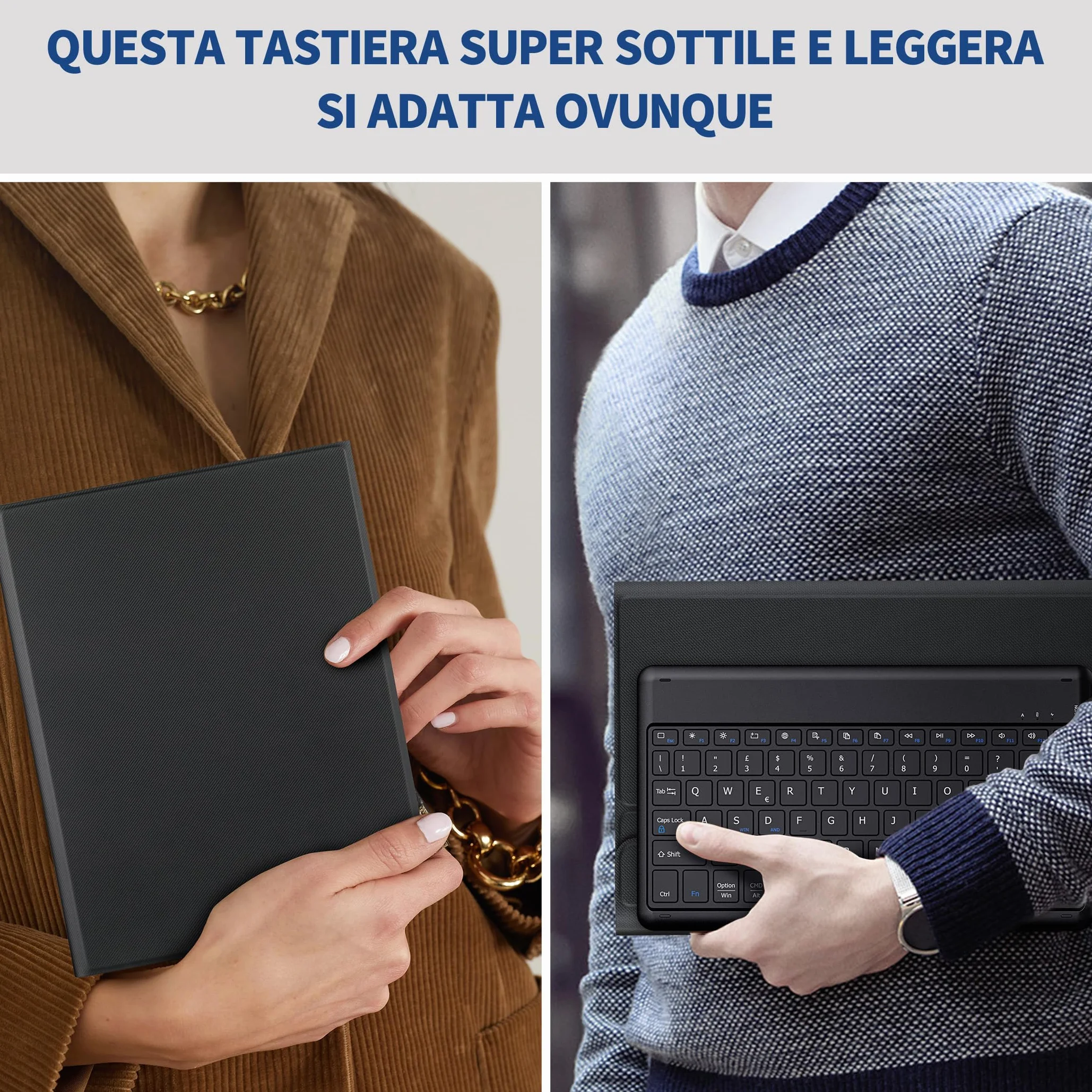 EasyAcc Cover con Tastiera Compatibile con Samsung Galaxy Tab S10 Lite/S10 FE/S9 FE/S9 10.9"/11"(2025/2023) con Pellicola Protettiva, [Italiano], Tastiera Rimovibile con Portapenne, Nero
