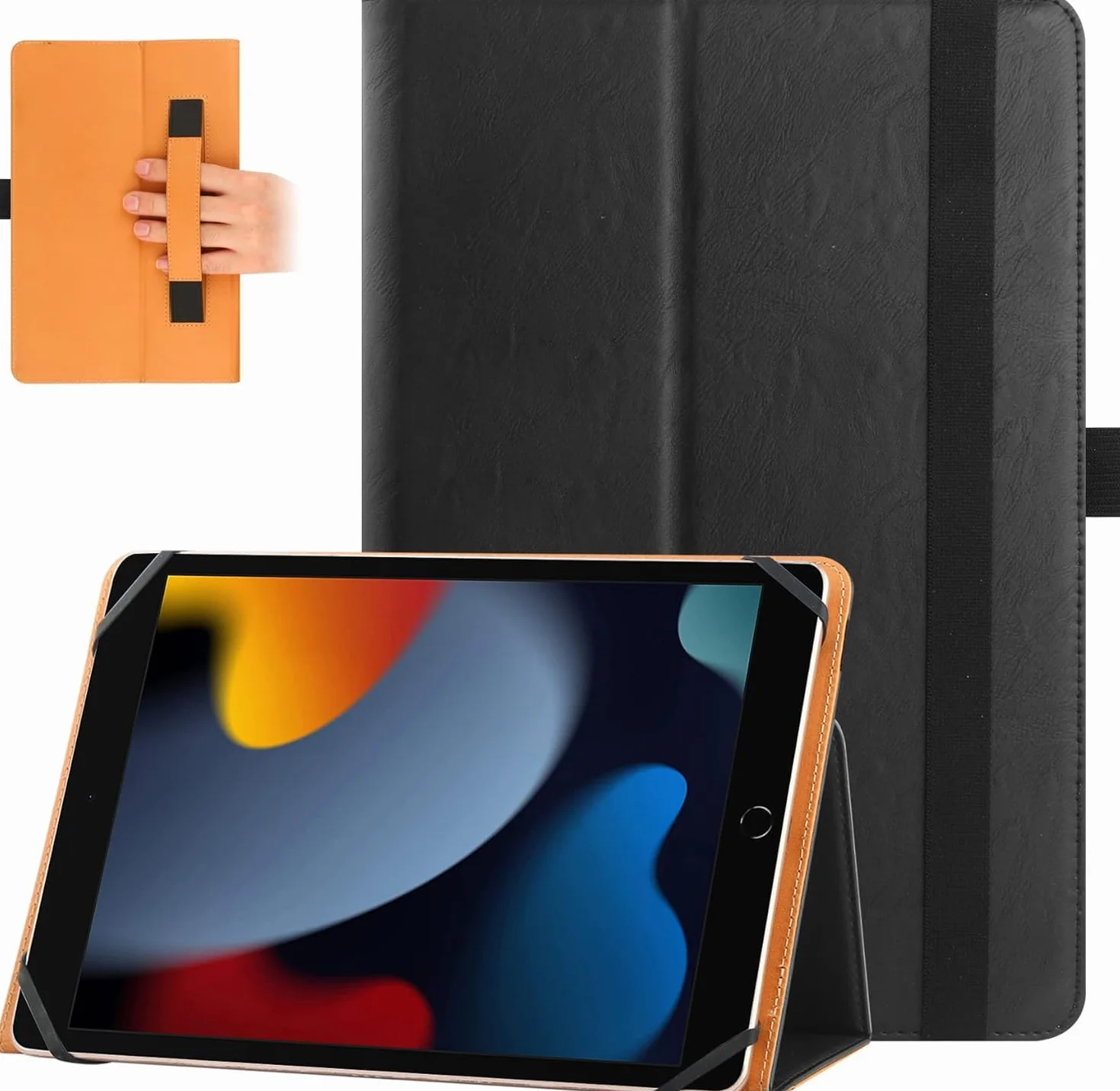 Custodia universale per tablet 9-11 pollici Folio protettiva con cinturino a mano e stand - Nero