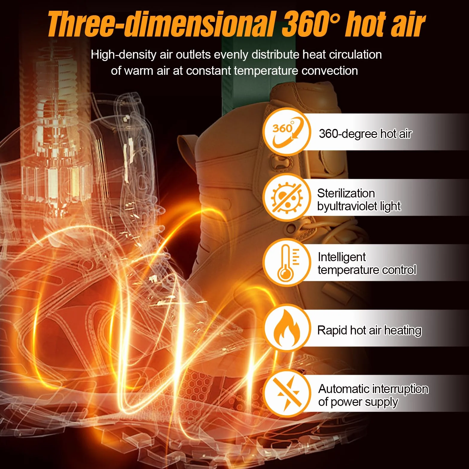 Asciuga Scarpe Elettrico per Due Paia, Pieghevole con Doppio Supporto, Display LED Temperatura, Deodorizzazione UV