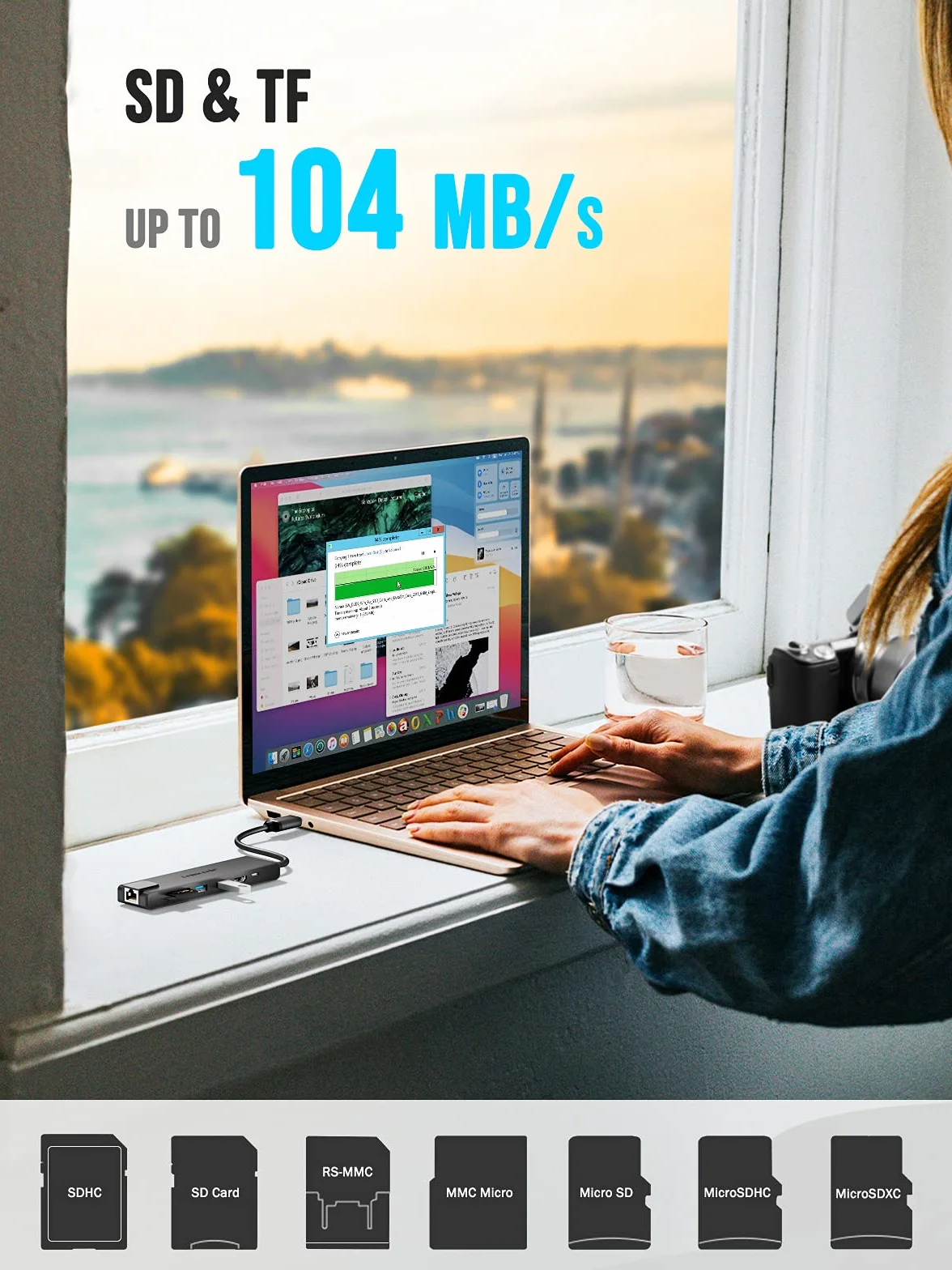 Lemorele Hub USB C Ethernet Gigabit, 7-in-1 Alluminio Docking Station con 1*HDMI 4K, 1000M RJ45, 1*PD 100W, 2*USB-A 2.0, SD/TF, Adattatore USB C Hub per Windows, iOS, Android, Linux, MacOS