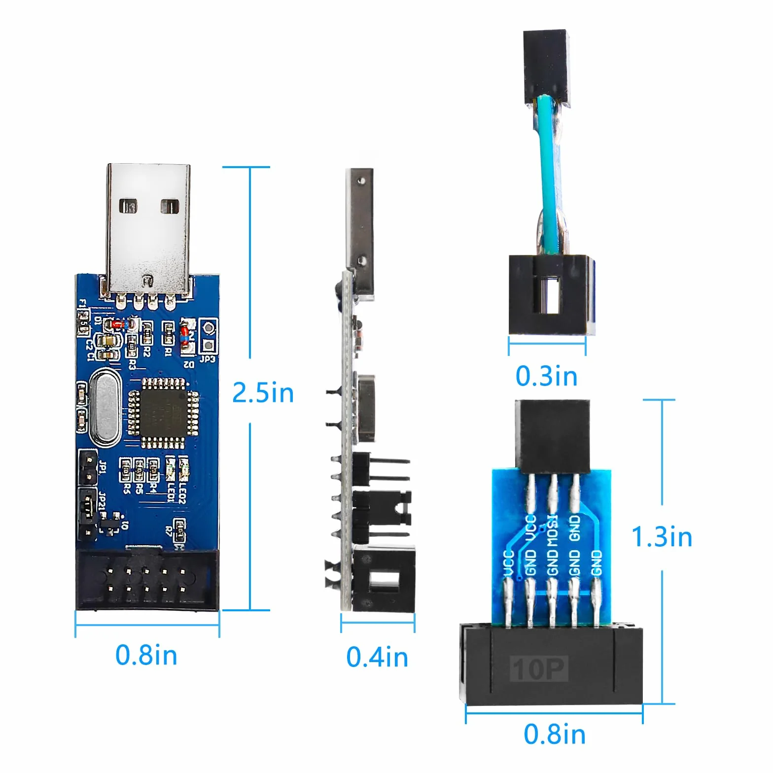 USBasp programmatore con adattatore ISP e cavo, programmatore per USBASP, 3,3 V 5 V 51 USB ISP Programmer per Atmel AVR e Arduino
