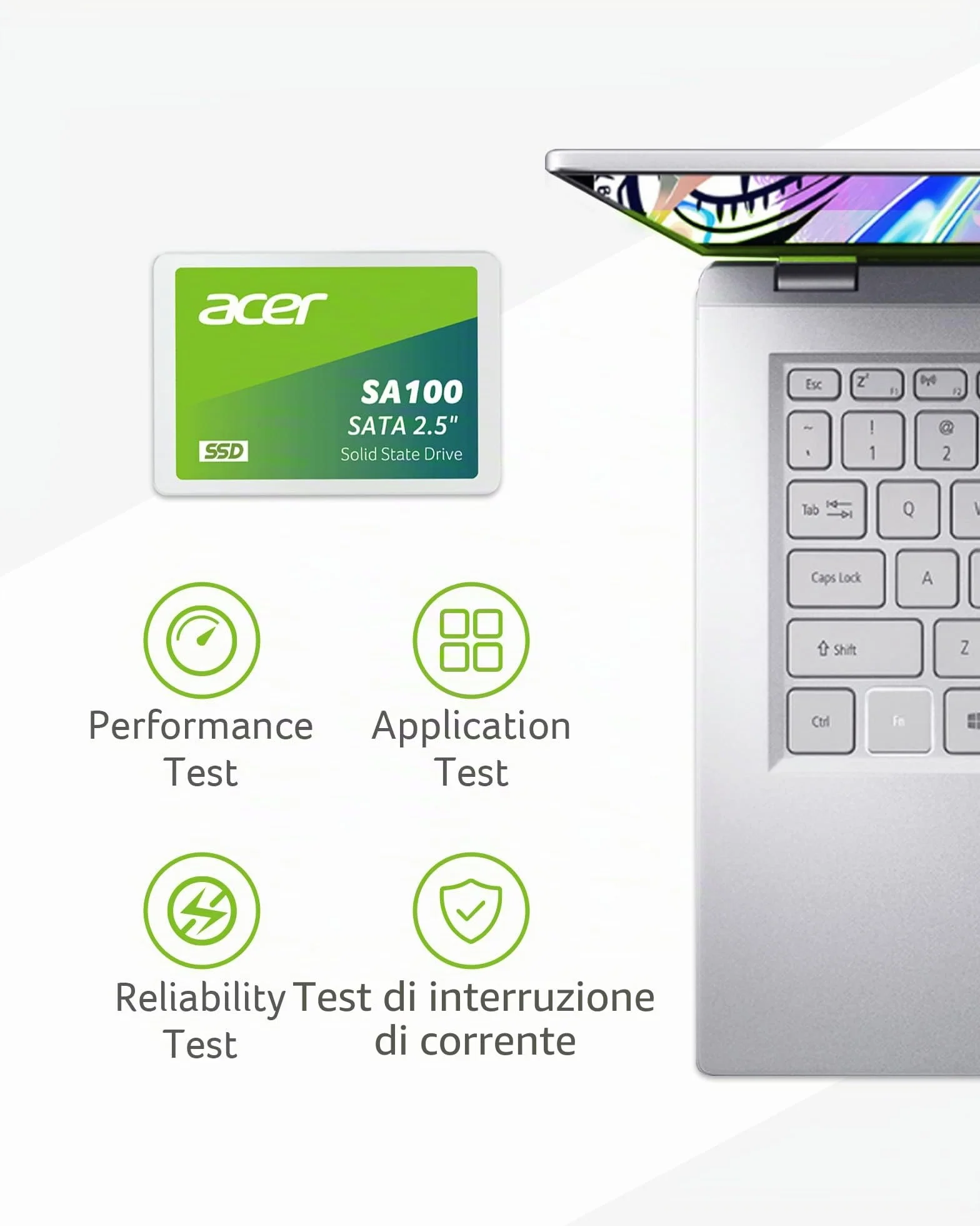 Acer SA100 240GB SATA III 2,5" SSD con velocità di lettura fino a 560 MB/s - Disco interno per laptop e desktop - Veloce, silenzioso e resistente ai colpi