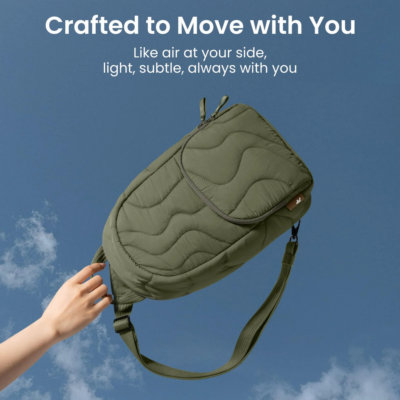 tomtoc 10L Zaino Monospalla Donna, Crossbody Bag Borsa Donna Tracolla Trapuntata Puffer Elegante, Leggera & Imbottita per iPad 11 Pollici Nintendo Switch 2, Daypack da Viaggio Comodo Quotidiano