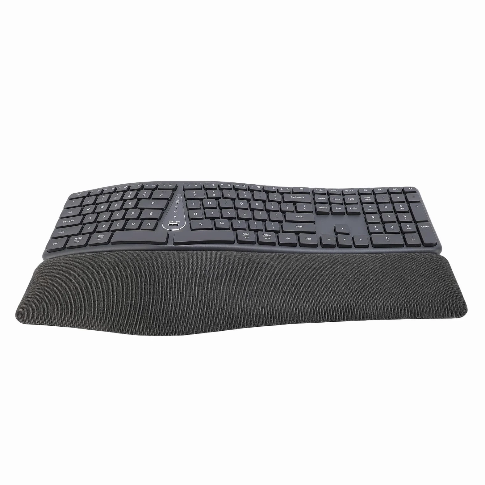 Tastiera Ergonomica Divisa con Poggiapolsi e Polsi Imbottiti, Tastiera per Computer Wireless Bluetooth USB C 2.4G, 111 Tasti Ricaricabili con Poggiapolsi Imbottito