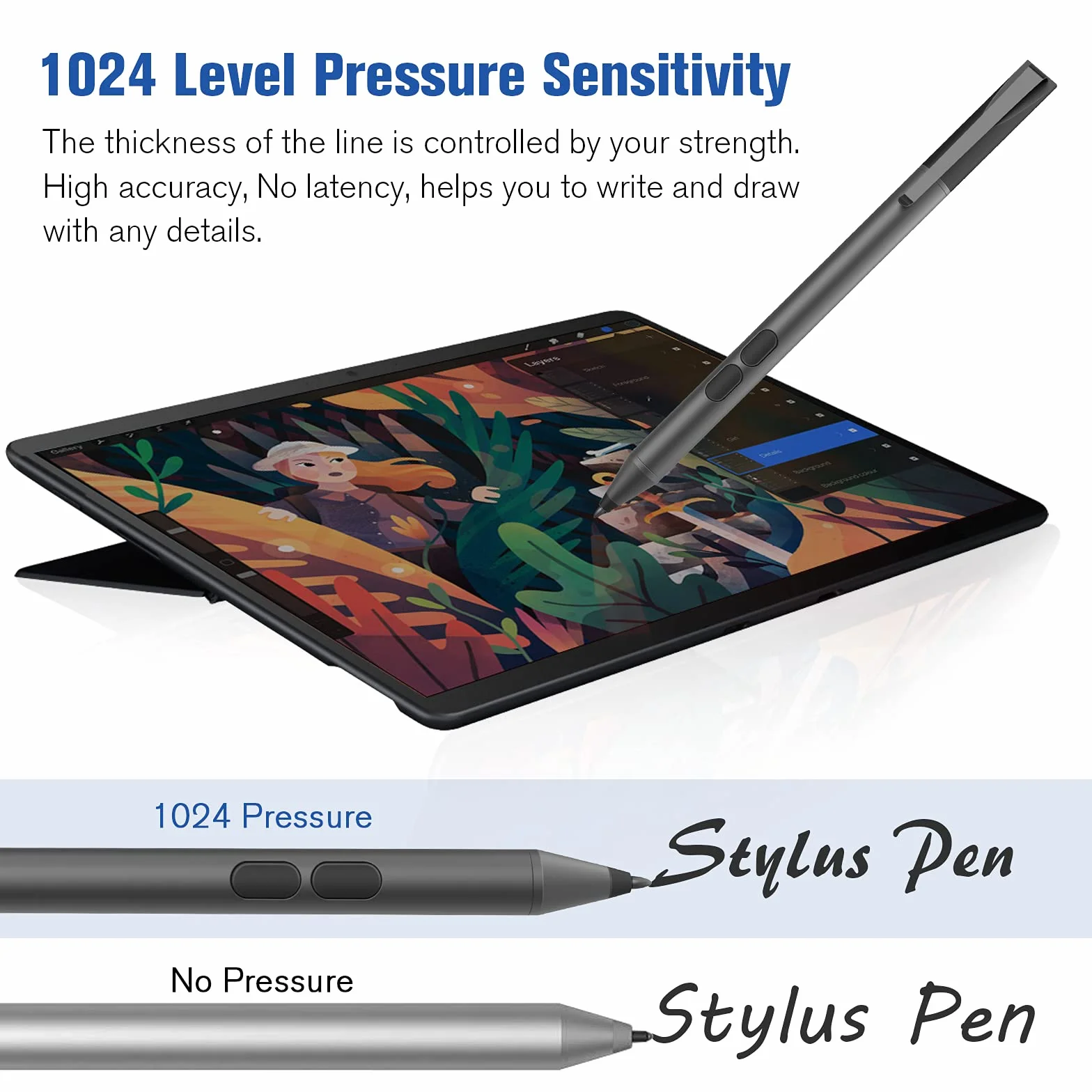 Penna per Surface, 2500 ore Battery Life Surface Pen per Microsoft Surface Pro 11 X/9/8/7/6/5/4/3, Surface Go/Book/Laptop/Studio/Duo 1/2/3/4, 1024 sensibilità alla pressione