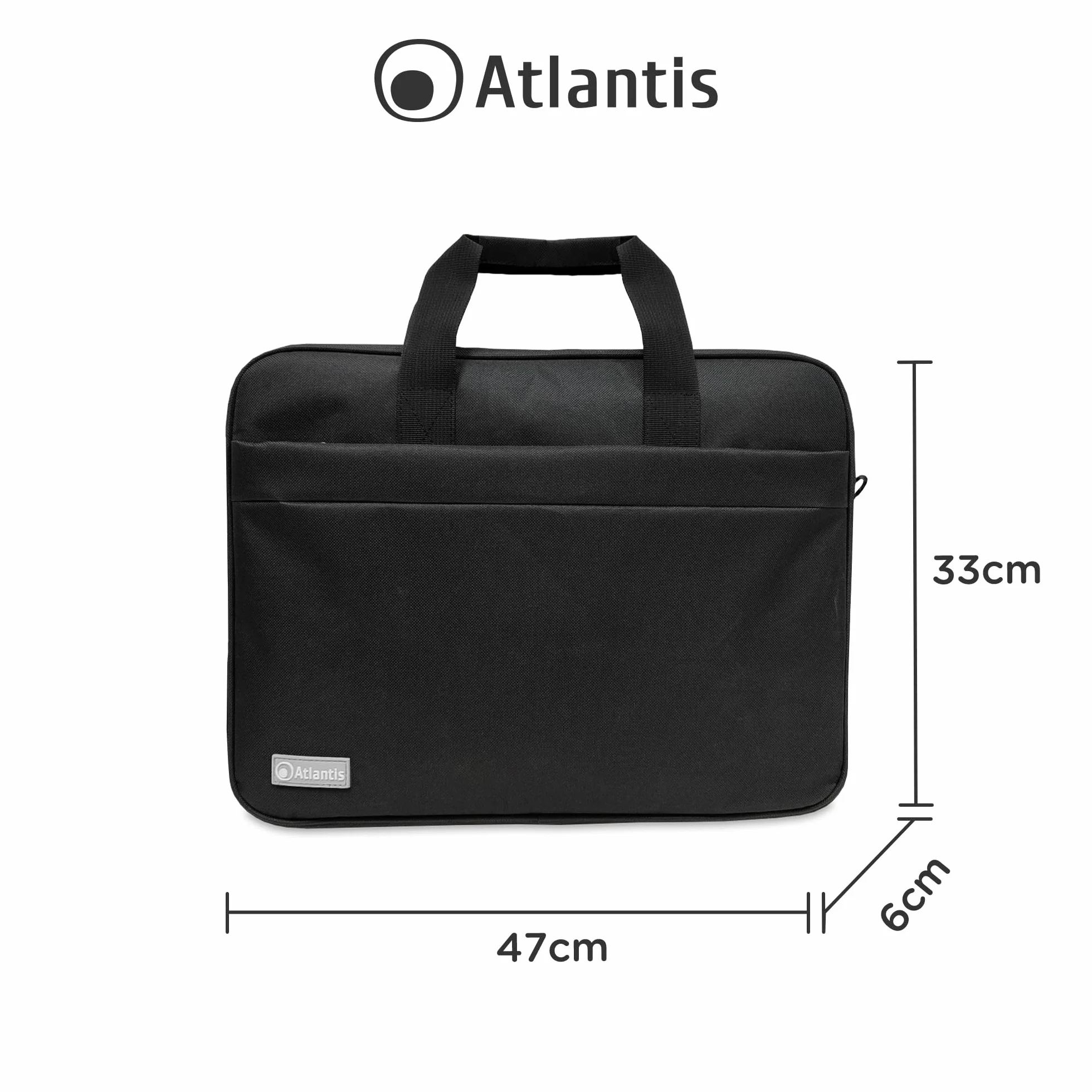 Atlantis Borsa notebook 15.6" pollici + Mouse USB, a tracolla modello Lisbona, imbottitura interna, tasca porta documenti, tasca esterna per accessori, fascia Trolley. Cinghia a tracolla, nero.