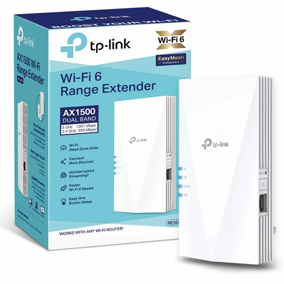 TP-Link RE500X V1 - Wi-Fi range extender - GigE - Wi-Fi 6-2.4 GHz, 5 GHz (Ricondizionato)
