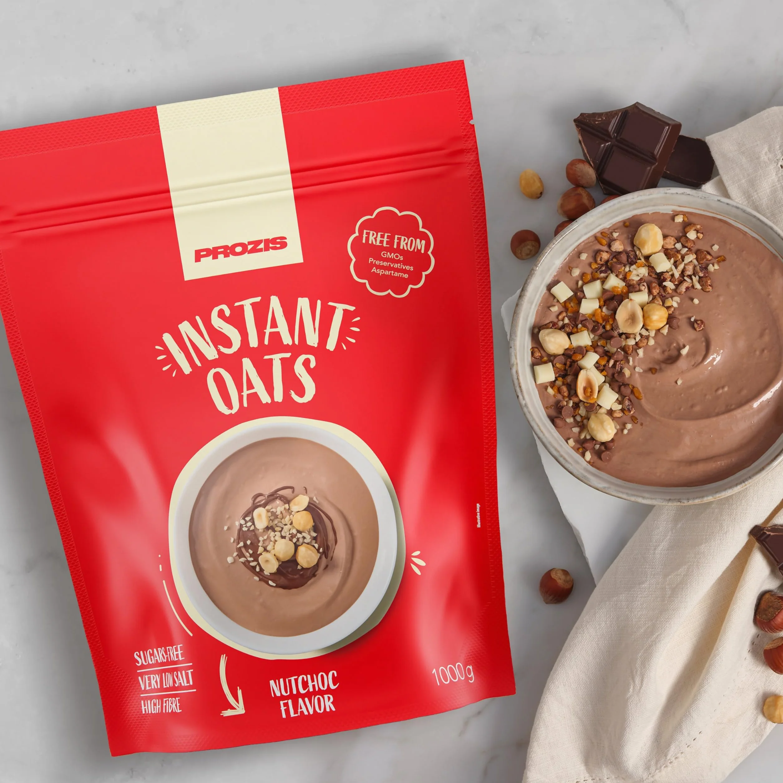Prozis Istant Oats Avena Istantanea in Polvere 1000 g gusto NutChoc