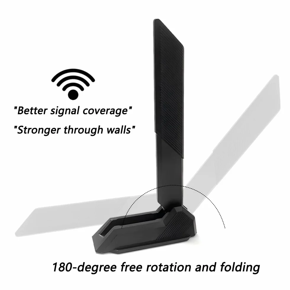 Gintai Antenna WiFi 7 WLAN Amplificatori Tri-Band 6GHz/5GHz/2.4GHz per WiFi 7 Carte,12dBi Bluetooth 5.4 Antenna WiFi pc,Base Magnetica, Amplificatore segnale 802.11be per PC/Router/PCI