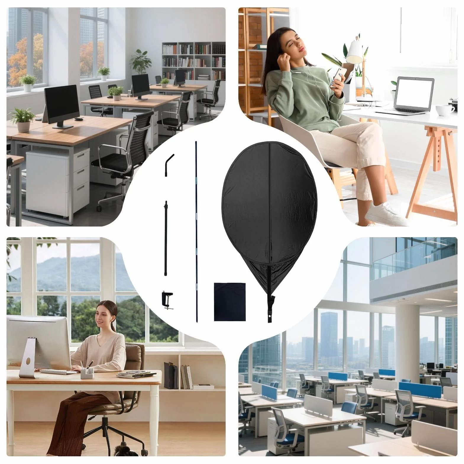 Tettuccio per schermo per area di lavoro – Barriera luminosa portatile, protezione parasole per monitor, pannello per la privacy dello studio, dispositivo antiriflesso per computer, potenziatore della