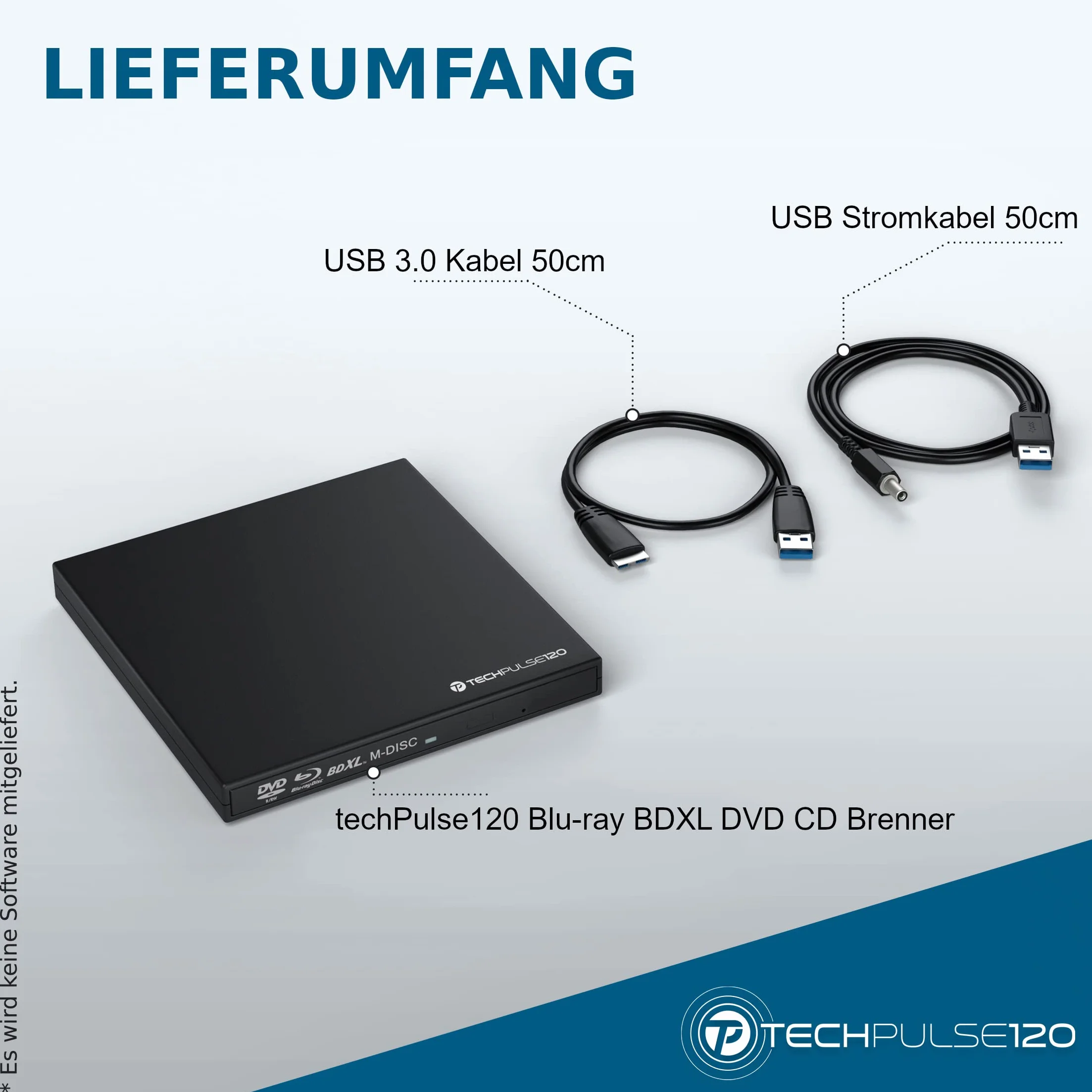 techPulse120 USB 3.0 3D Scrittore Lettore BDXL M-Disc Blu-Ray BD Masterizzatore Esterno Unità DVD Adattatore Burner SuperDrive per PC Laptop Notebook Ultrabook Computer Apple Macbook Pro Air