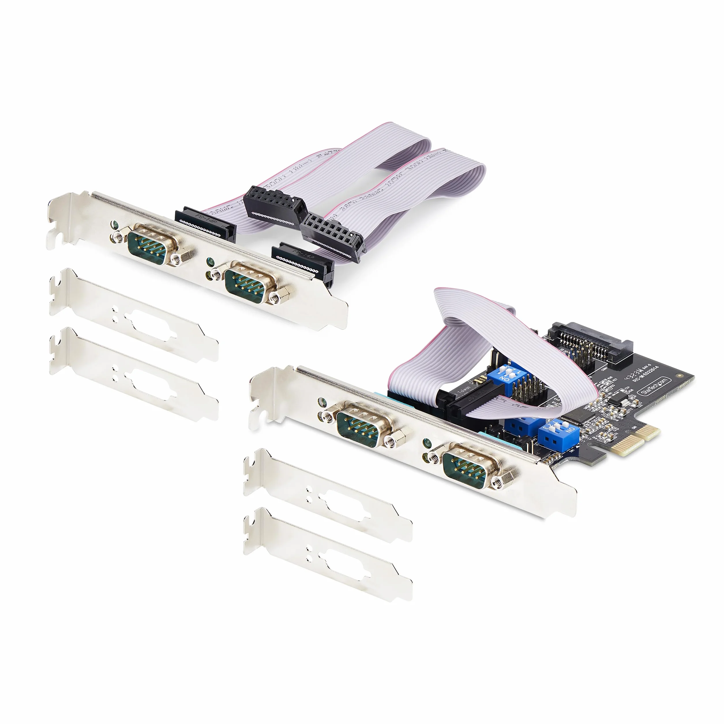 StarTech.com Scheda seriale PCIe a 4 porte, scheda seriale PCI Express a RS232/RS422/RS485 DB9, staffe standard/basso profilo, UART 16C1050, protezione ESD, Windows/Linux (PS74ADF-SERIAL-CARD)