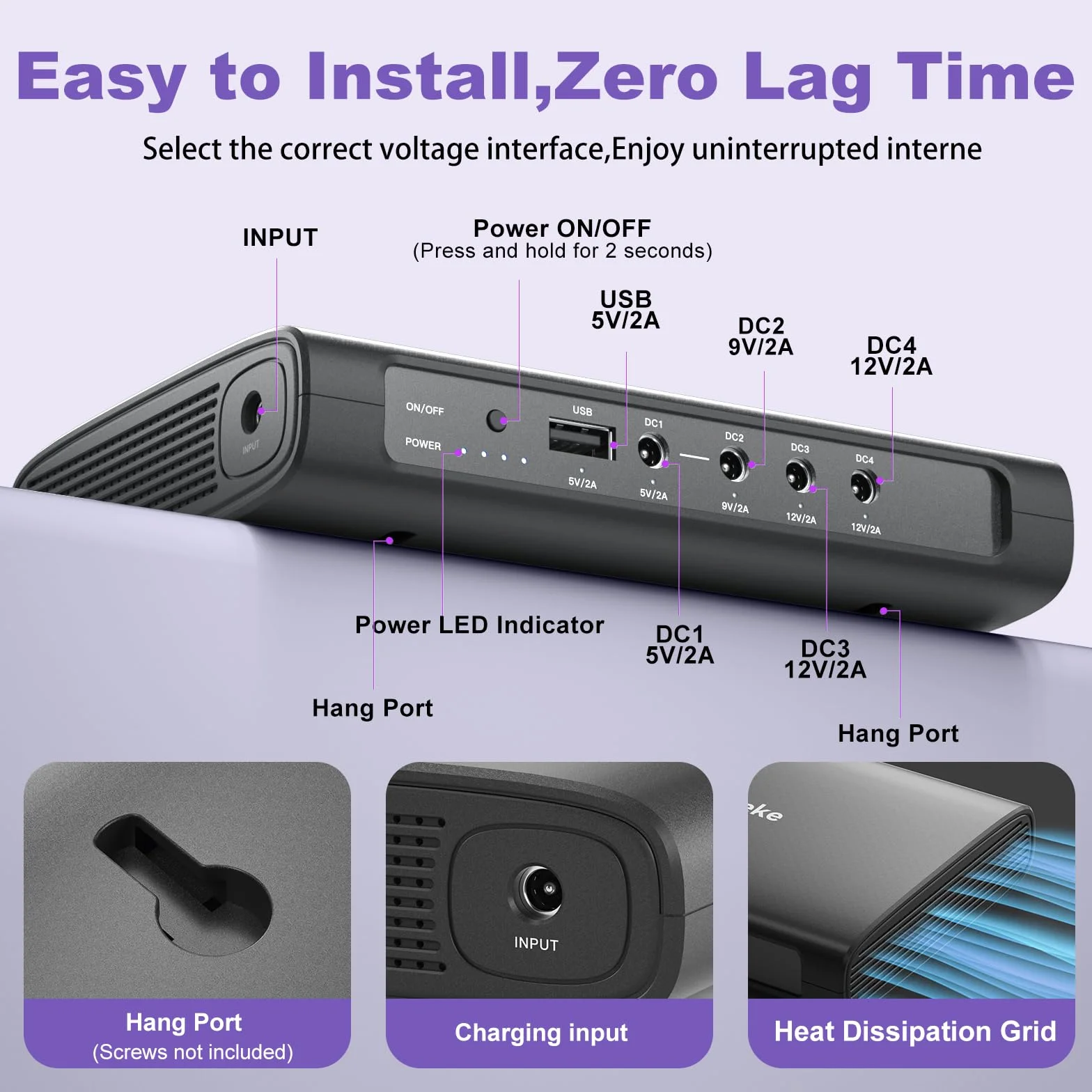 Mini UPS, Skazeke Gruppo di continuità da 27000mAh con uscita DC USB 5V/2A DC 5V/9V/12V/2A, batteria di backup dell'alimentazione per router, modem, videocamera di sicurezza