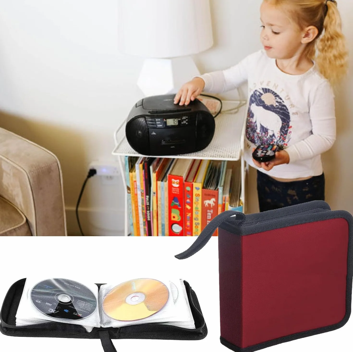 Borsa portaoggetti per CD e DVD 40 Dischi Nero