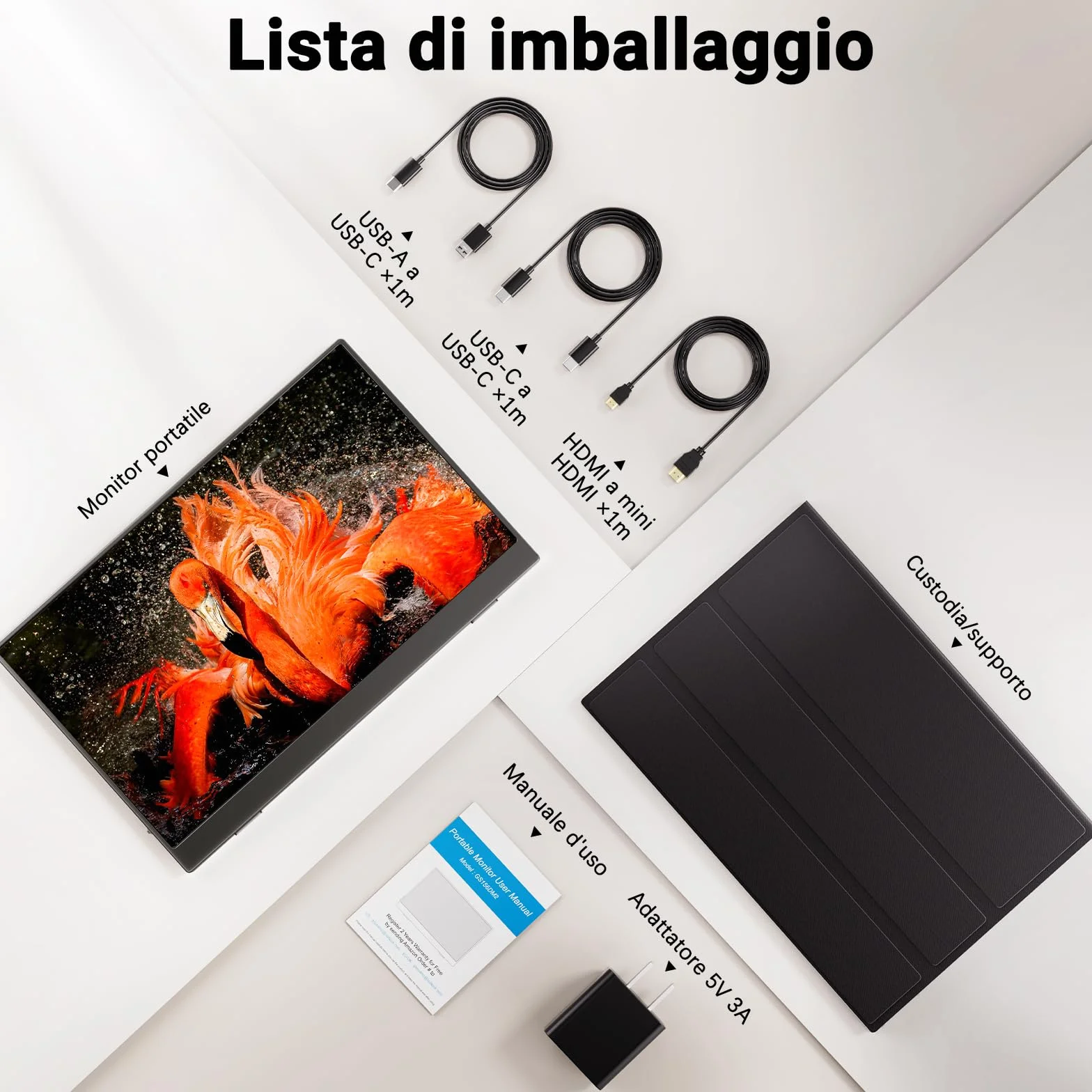 COOLHOOD Monitor Portatile 15,6 Pollici IPS, FHD 1080P 100% sRGB, Schermo Esterno USB-C/Mini HDMI, Compatibile con Laptop/PC/Telefono/PS5
