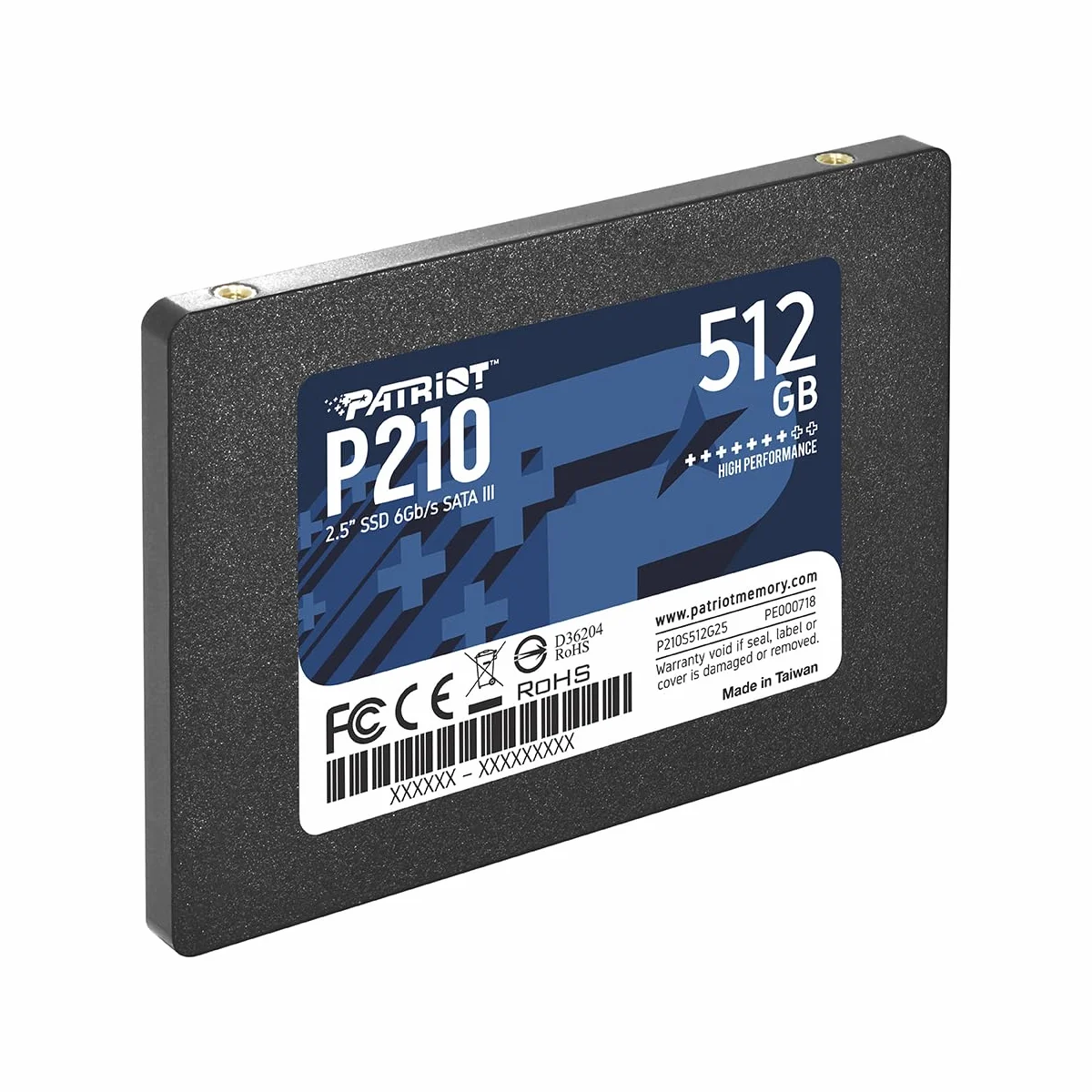 SSD Unità a Stato Solido SATA 3 6 Gbps 2.5" Interno Patriot P210 512GB