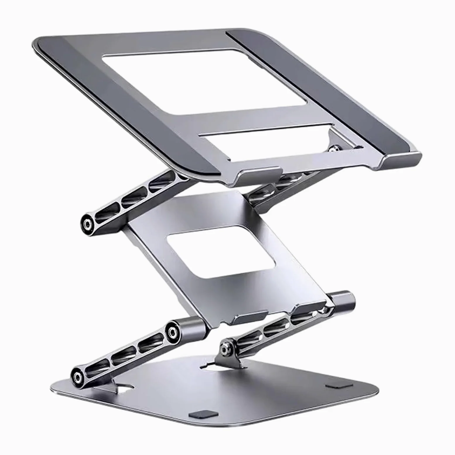 Supporto pieghevole per laptop a 3 strati, regolabile con 4 onde, supporto per notebook da 17,3 pollici, supporto per telefono regolabile in acciaio al carbonio e silicone