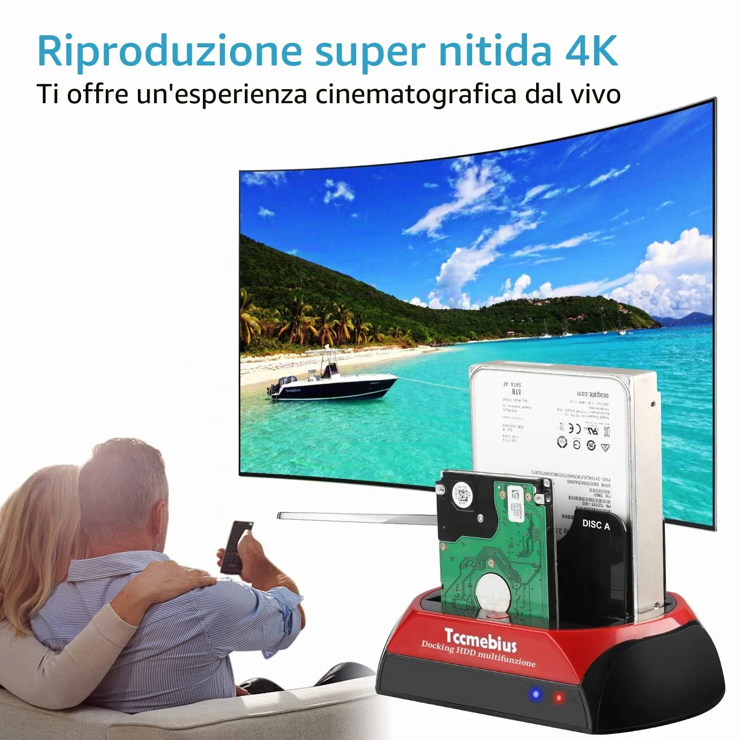 Docking Station USB 3.0 per Disco Rigido, TCC-S868-DE, IDE SATA, 2.5 3.5 Pollici, HDD SSD Esterno