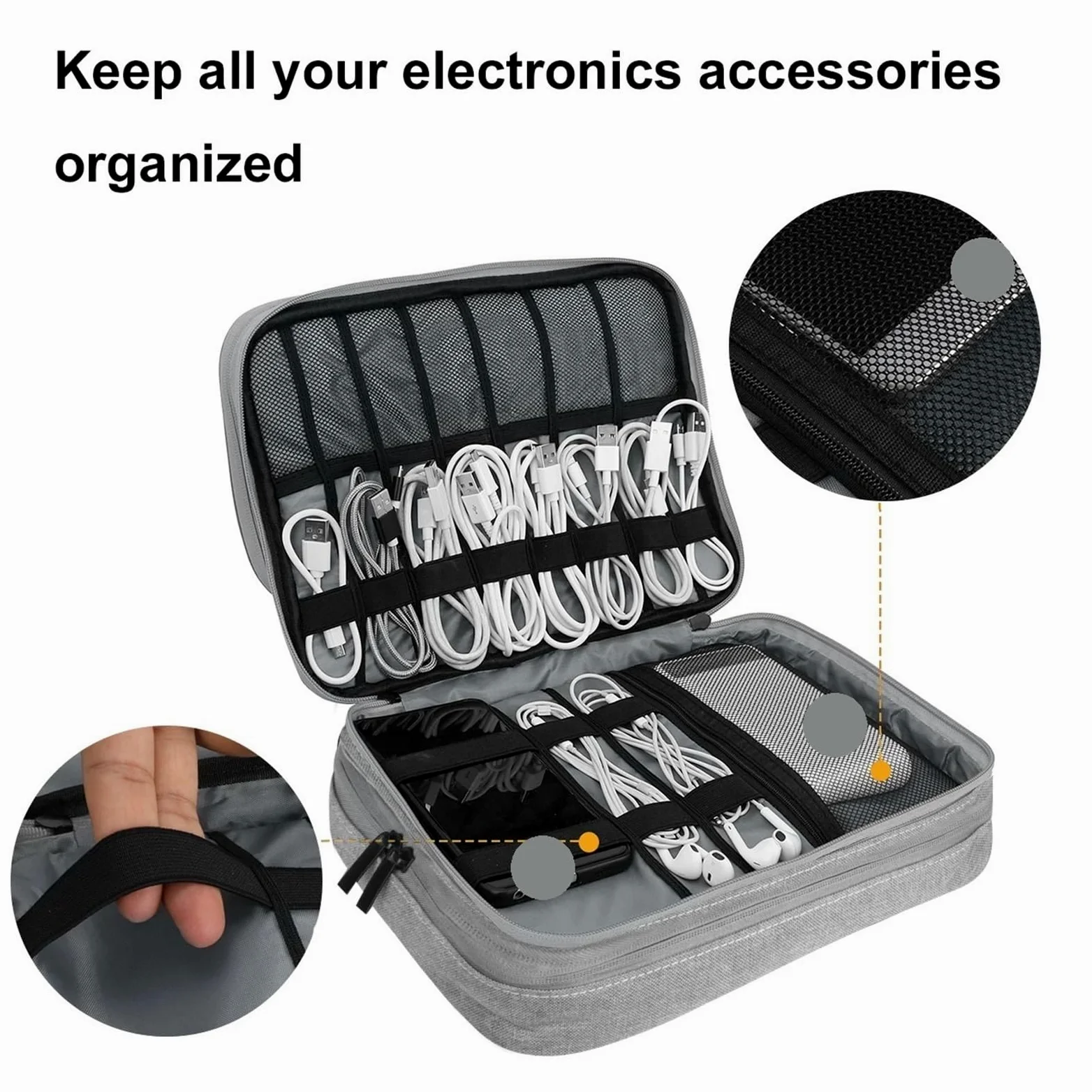 Borsa Organizer Per Cavi Organizer for accessori elettronici a tre strati, custodia for impermeabile for dischi rigidi