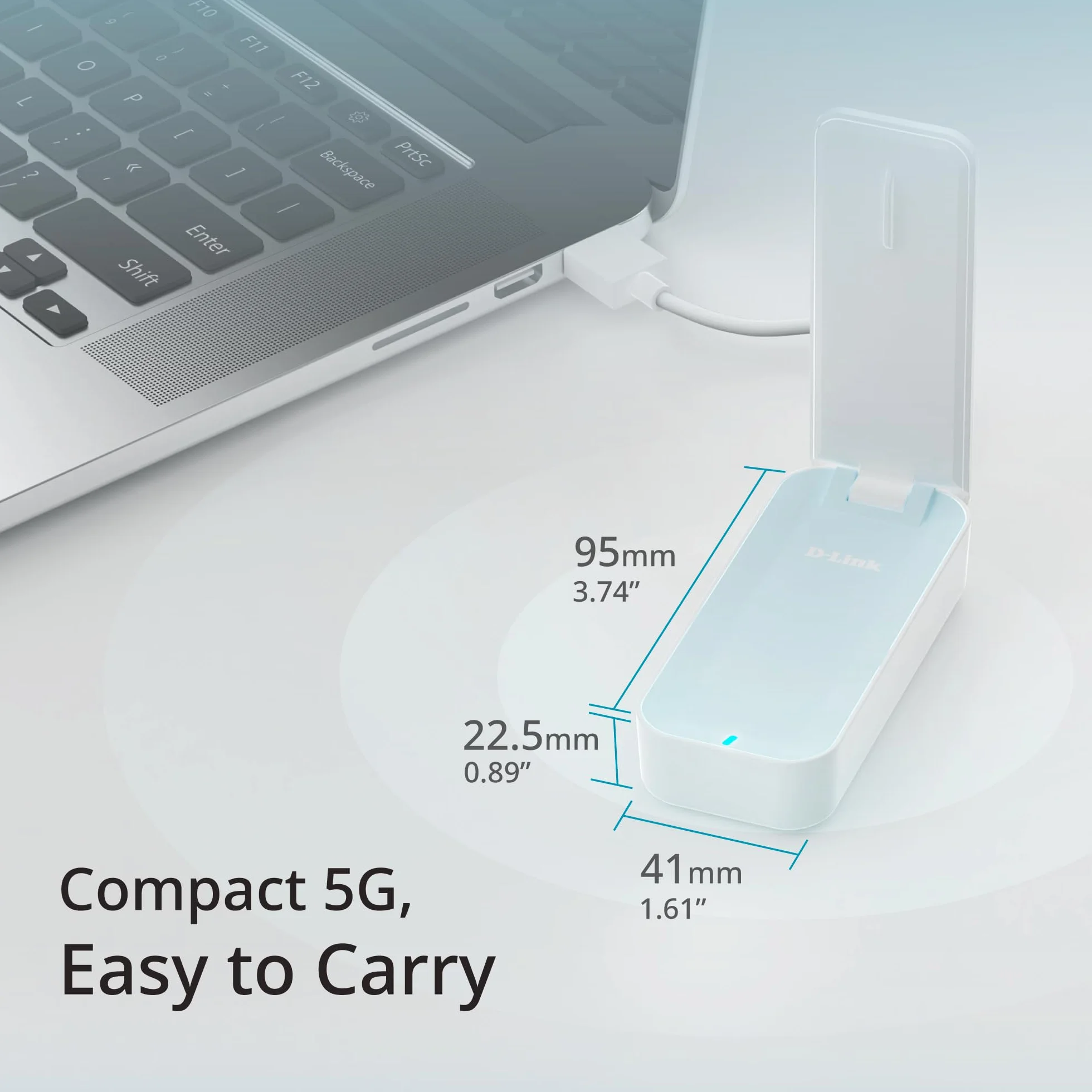 D-Link D501 Adattatore USB 5G NR – Internet mobile 5G/4G LTE ad alta velocità, Plug & Play, USB-C, Antenna pieghevole, Nano SIM, Windows/macOS/Linux