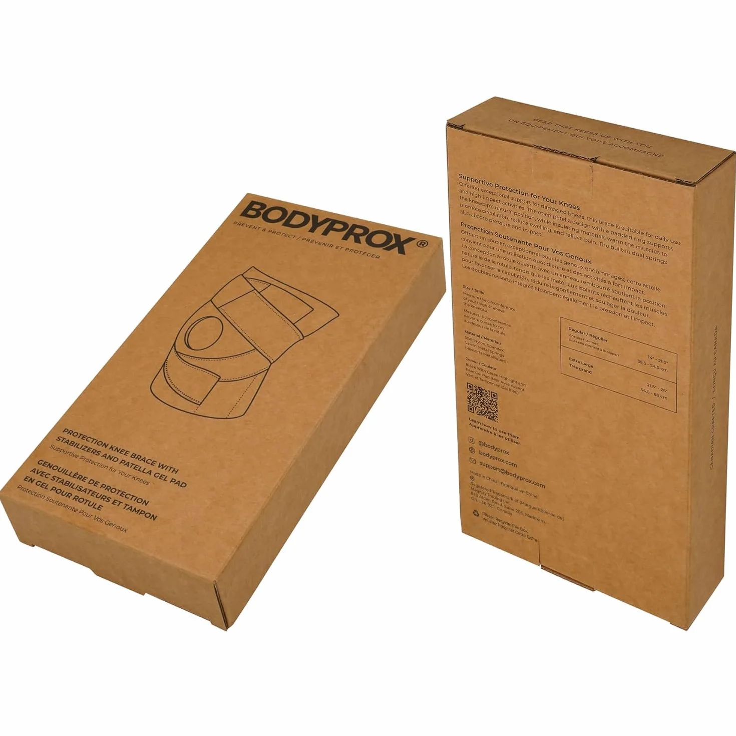 Bodyprox Tutore per ginocchio con stabilizzatori laterali e cuscinetti in gel per rotula, supporto per artrite (L)